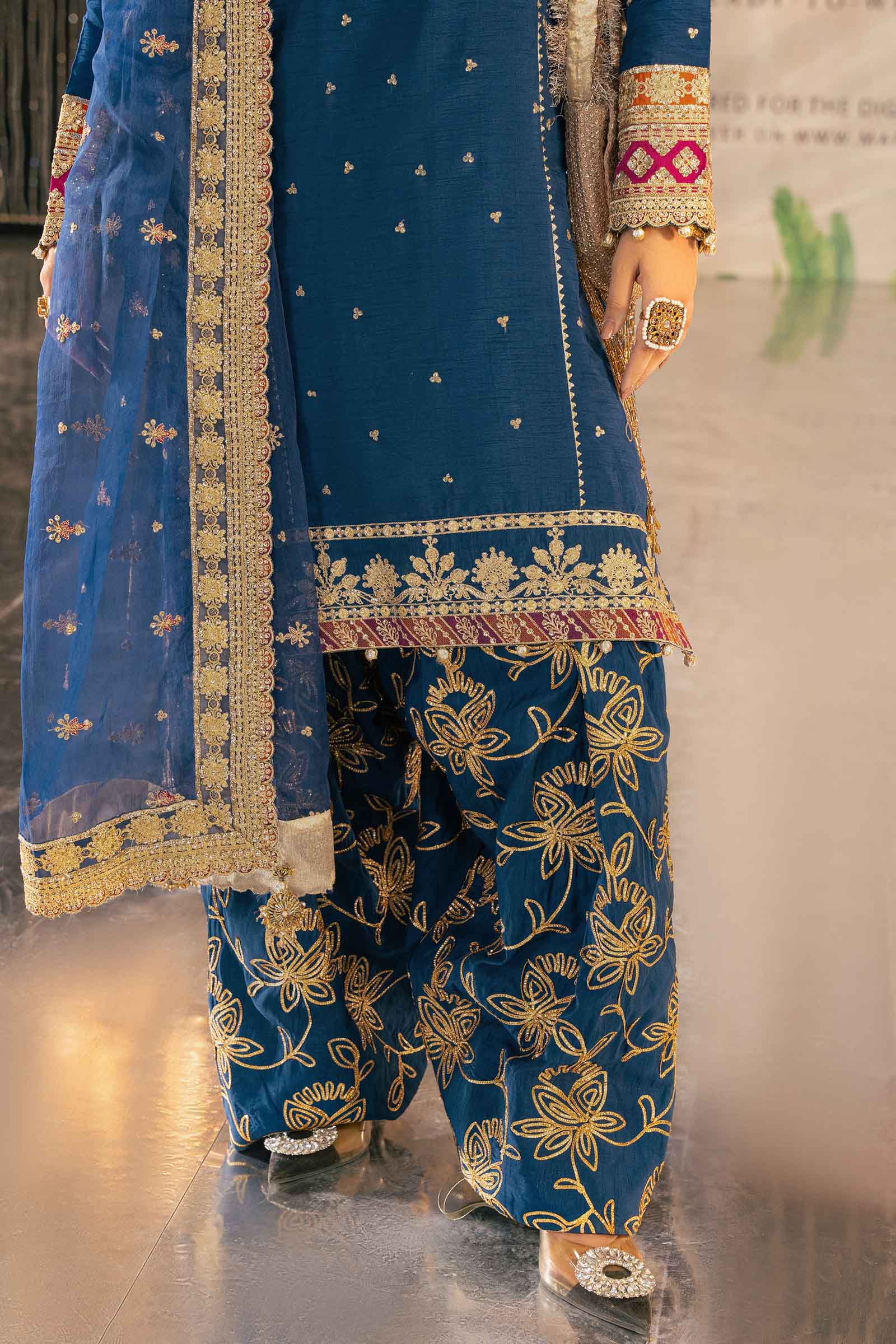 3 Piece Embroidered Raw Silk Suit - Image 5