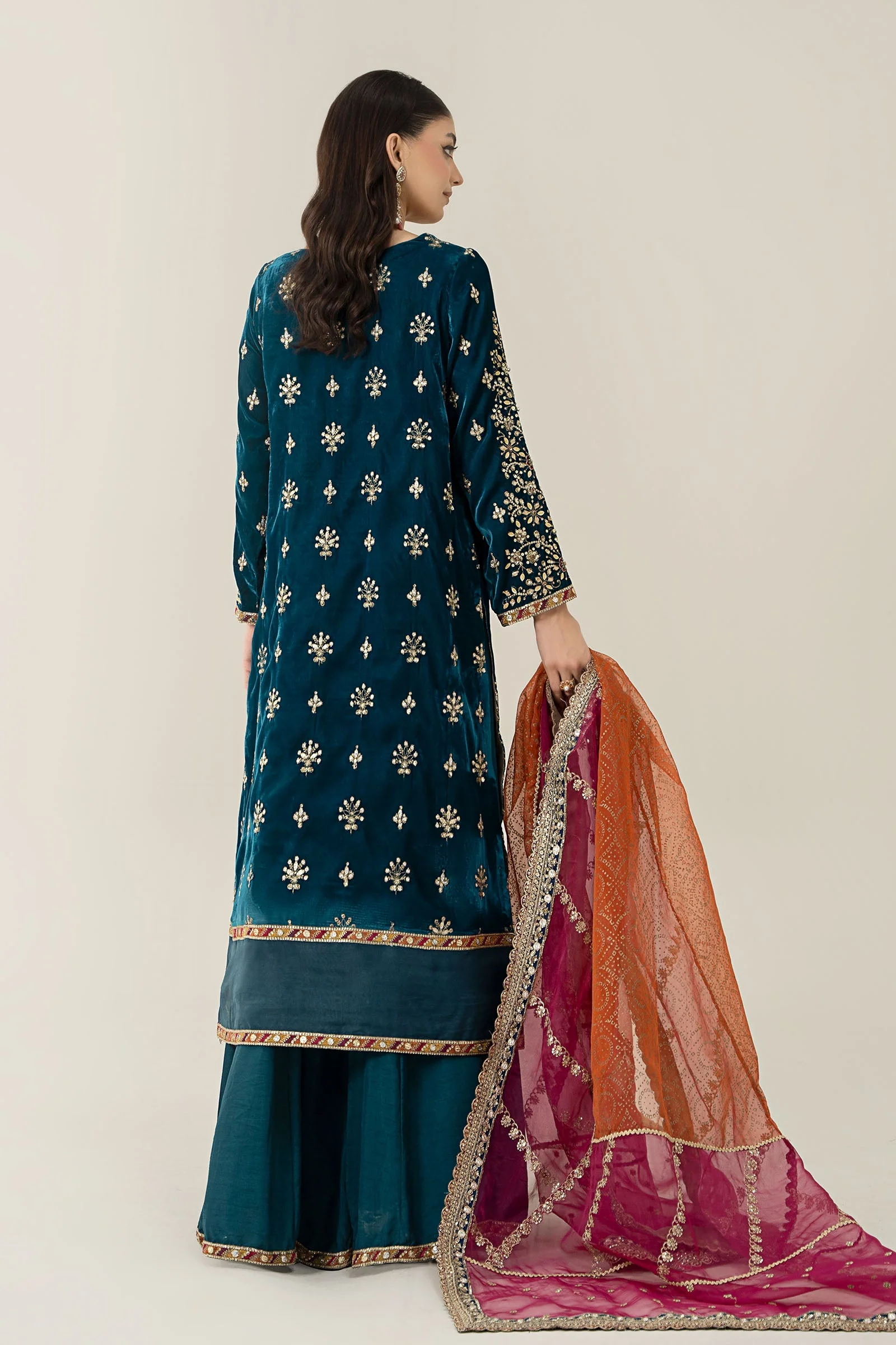 3 Piece Embroidered Velvet Suit - Image 5