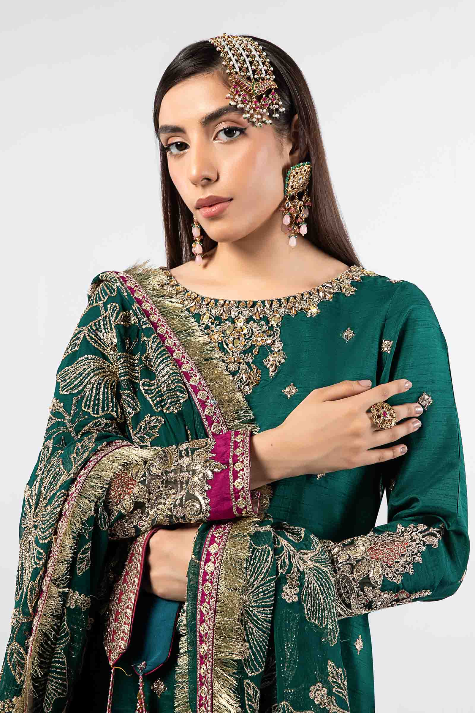 3 Piece Embroidered Raw Silk Suit - Image 3