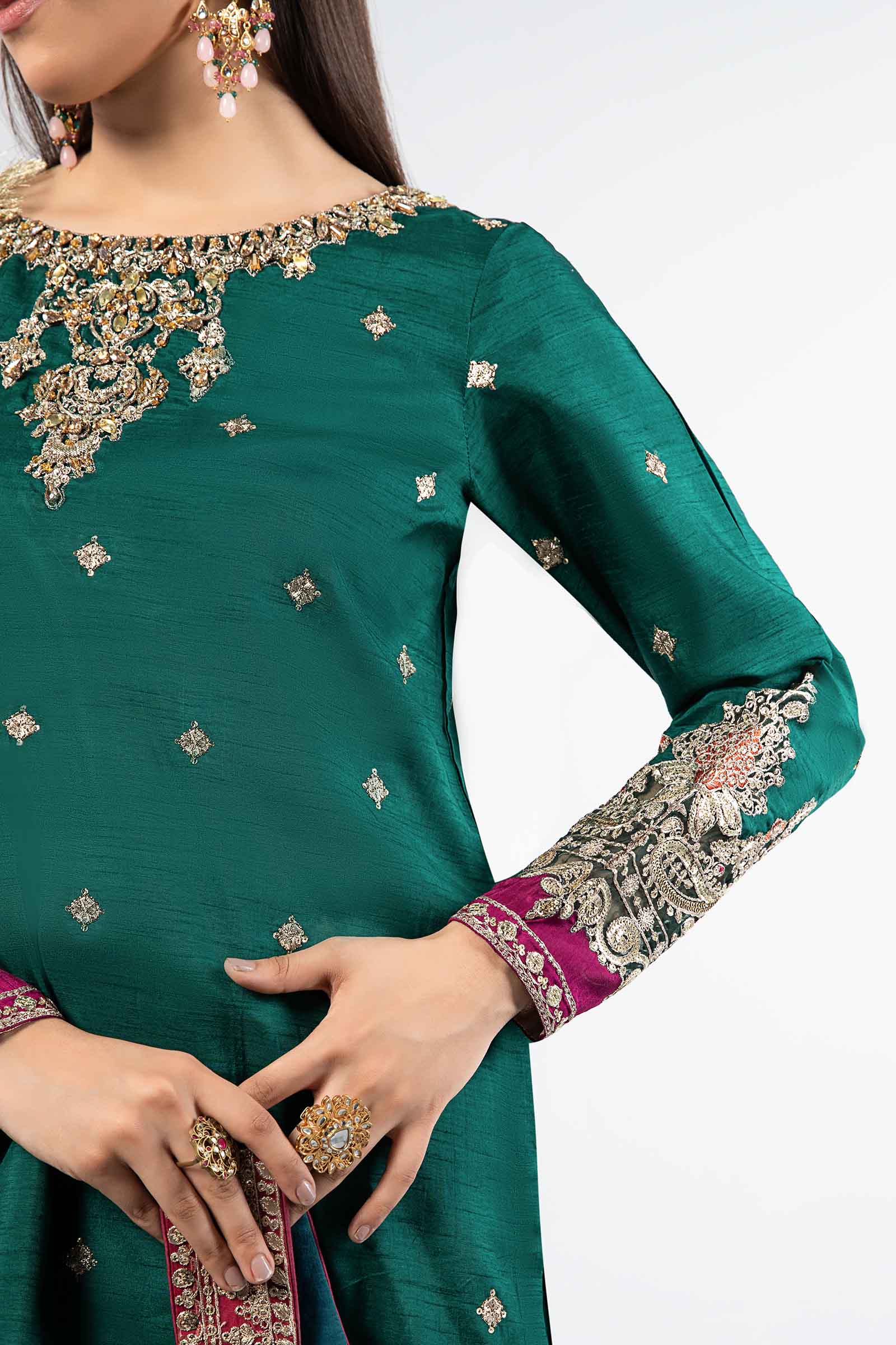3 Piece Embroidered Raw Silk Suit - Image 5