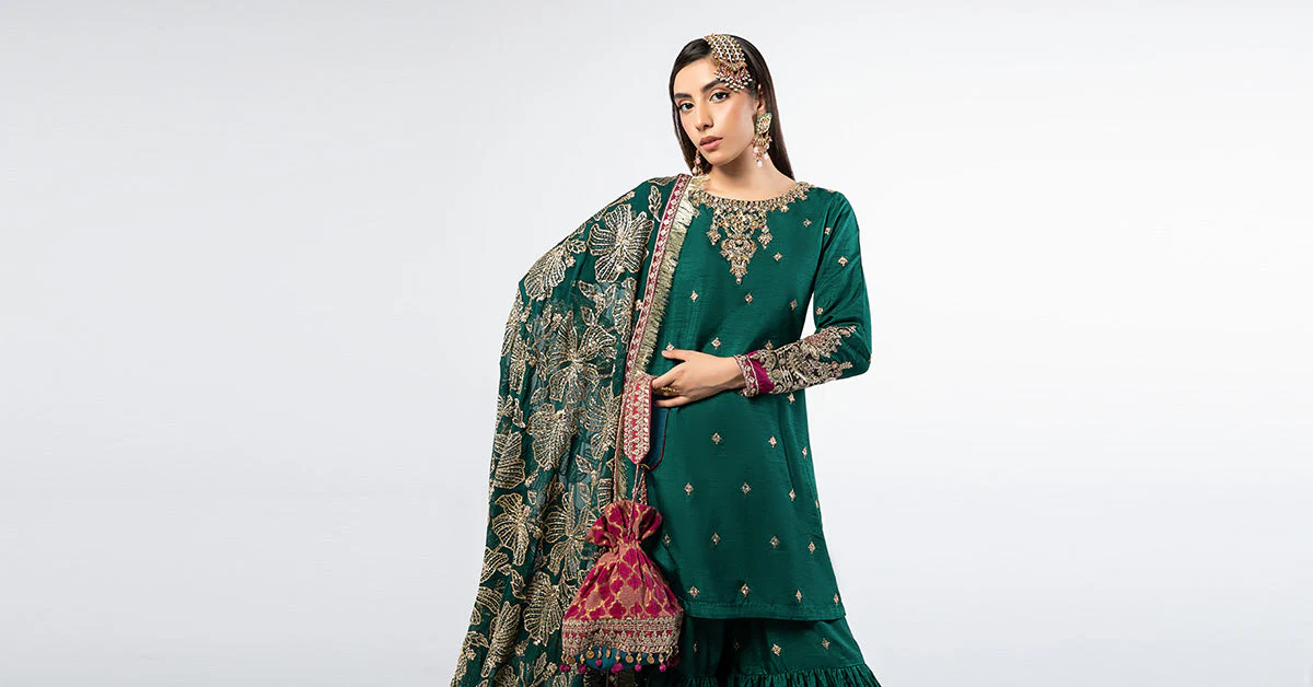 3 Piece Embroidered Raw Silk Suit - Image 7