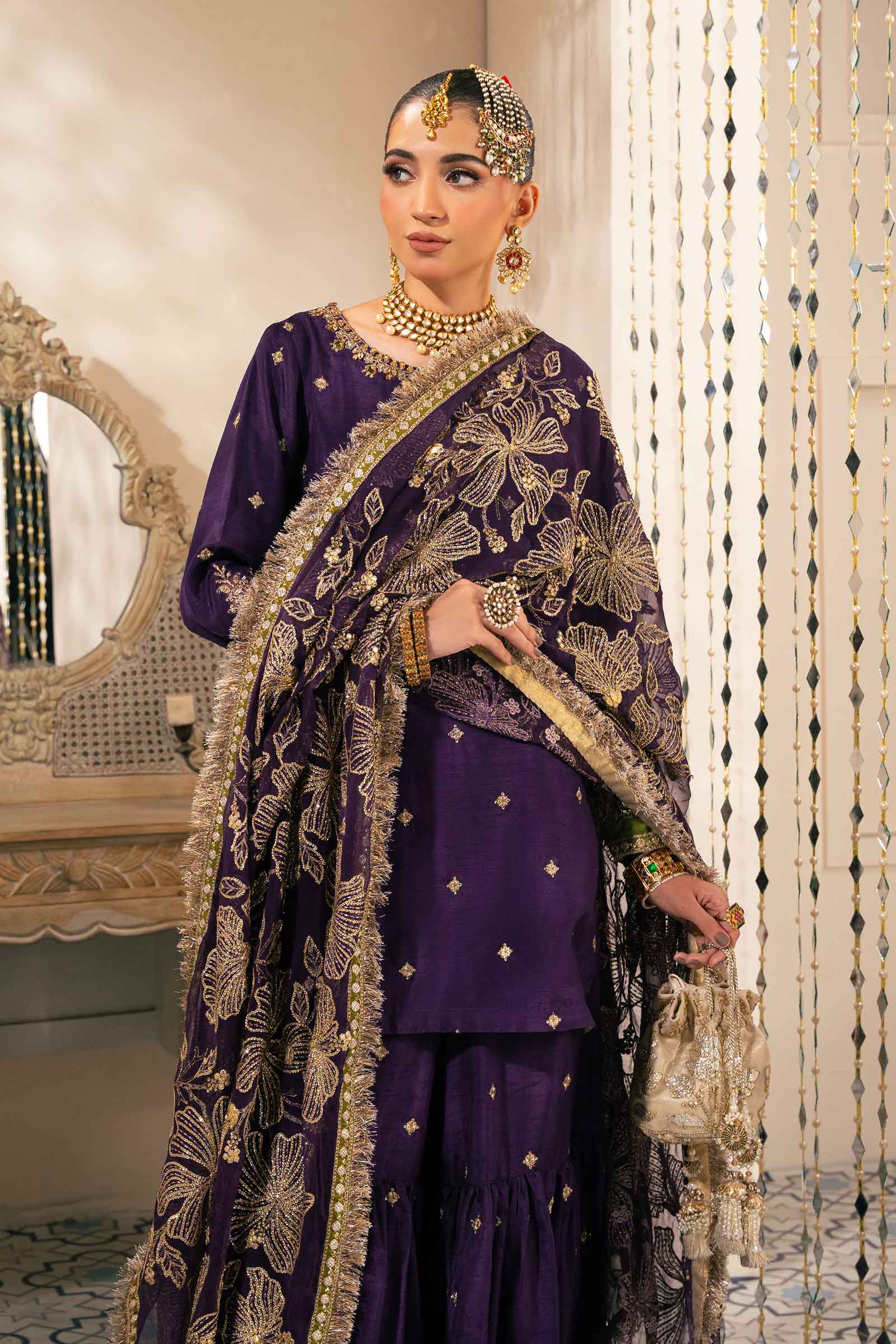 3 Piece Embroidered Raw Silk Suit - Image 2