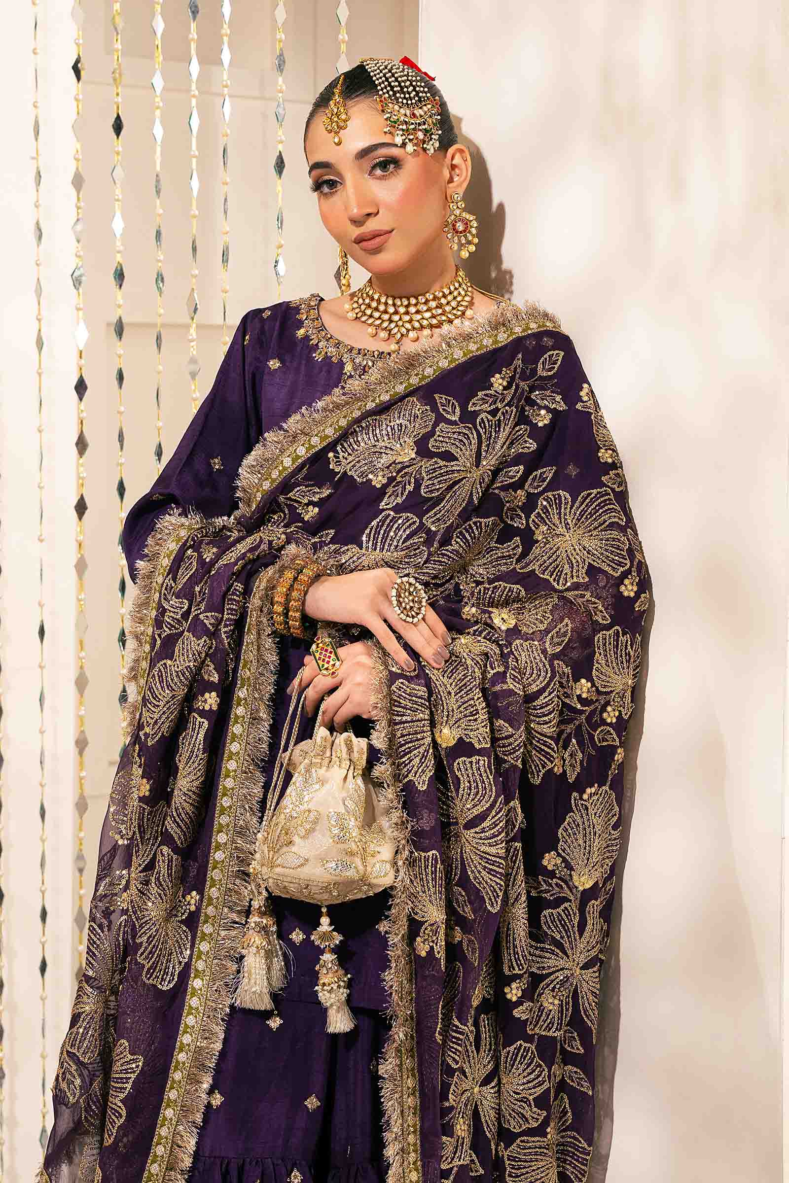 3 Piece Embroidered Raw Silk Suit - Image 3