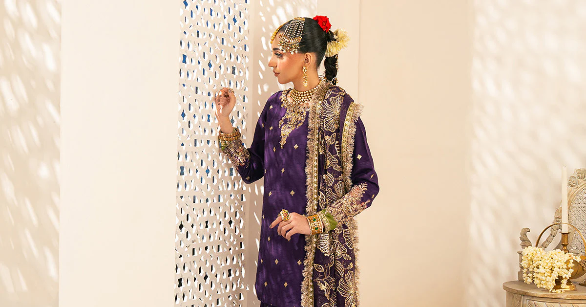 3 Piece Embroidered Raw Silk Suit - Image 8