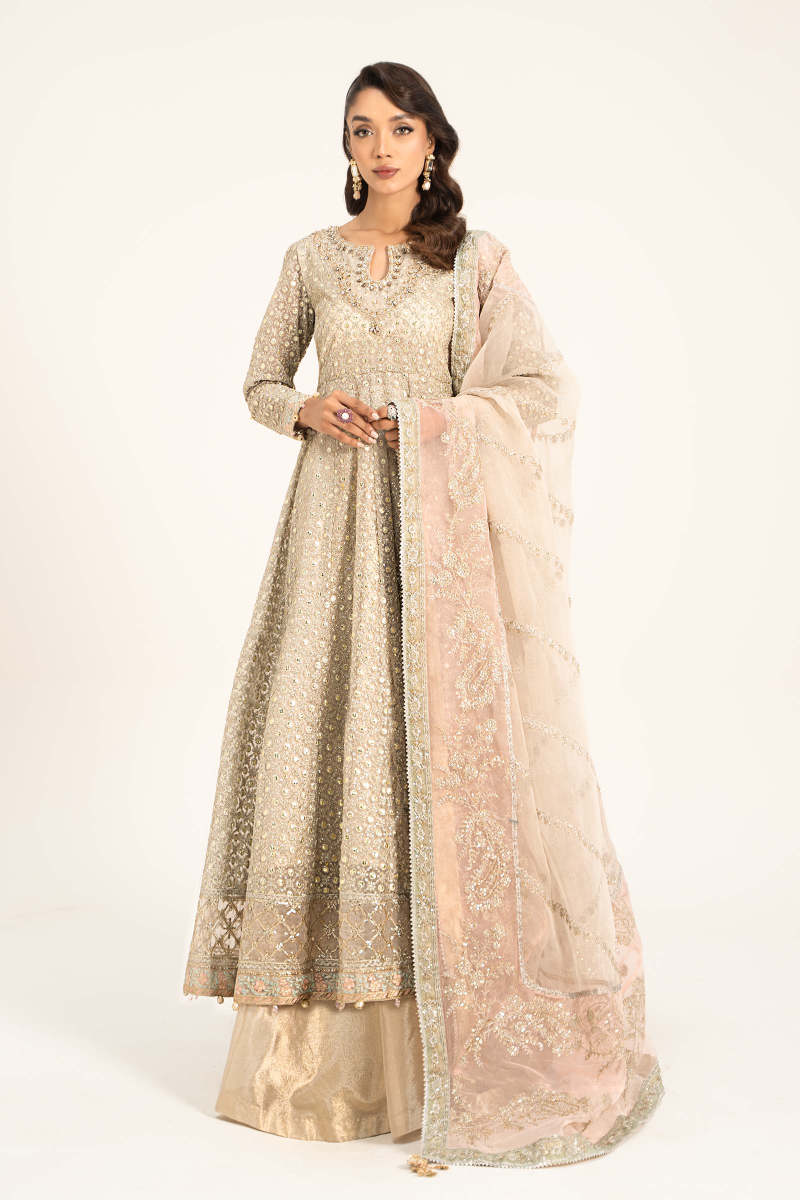 3 Piece Embroidered Organza Suit - Image 4