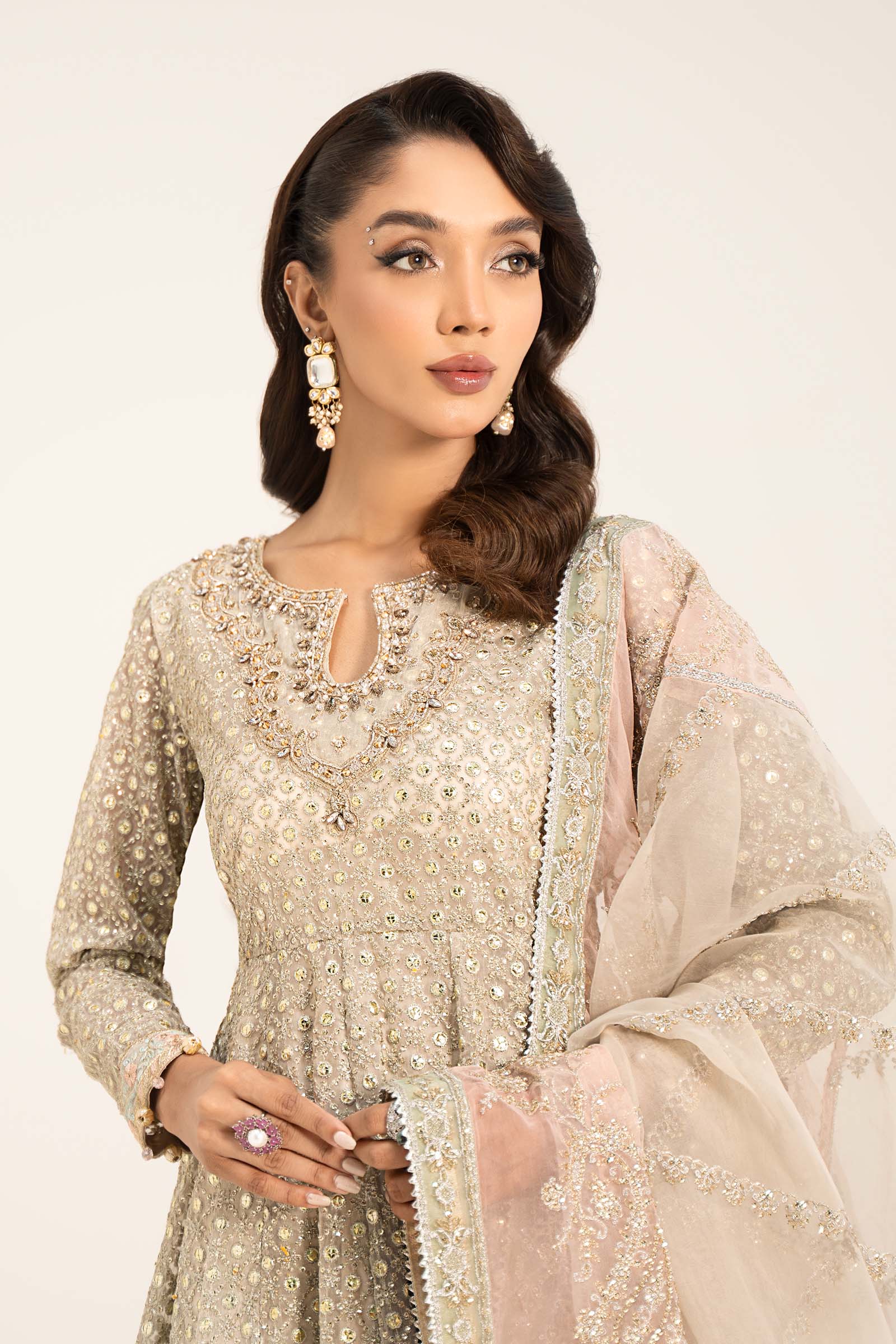 3 Piece Embroidered Organza Suit - Image 5