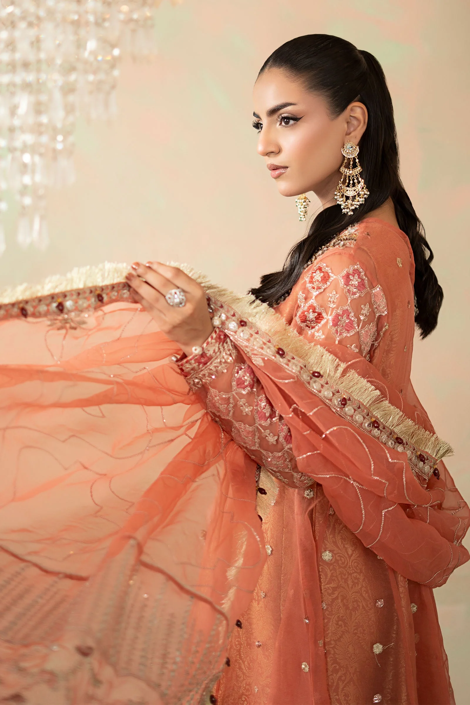 3 Piece Embroidered Organza Suit - Image 3