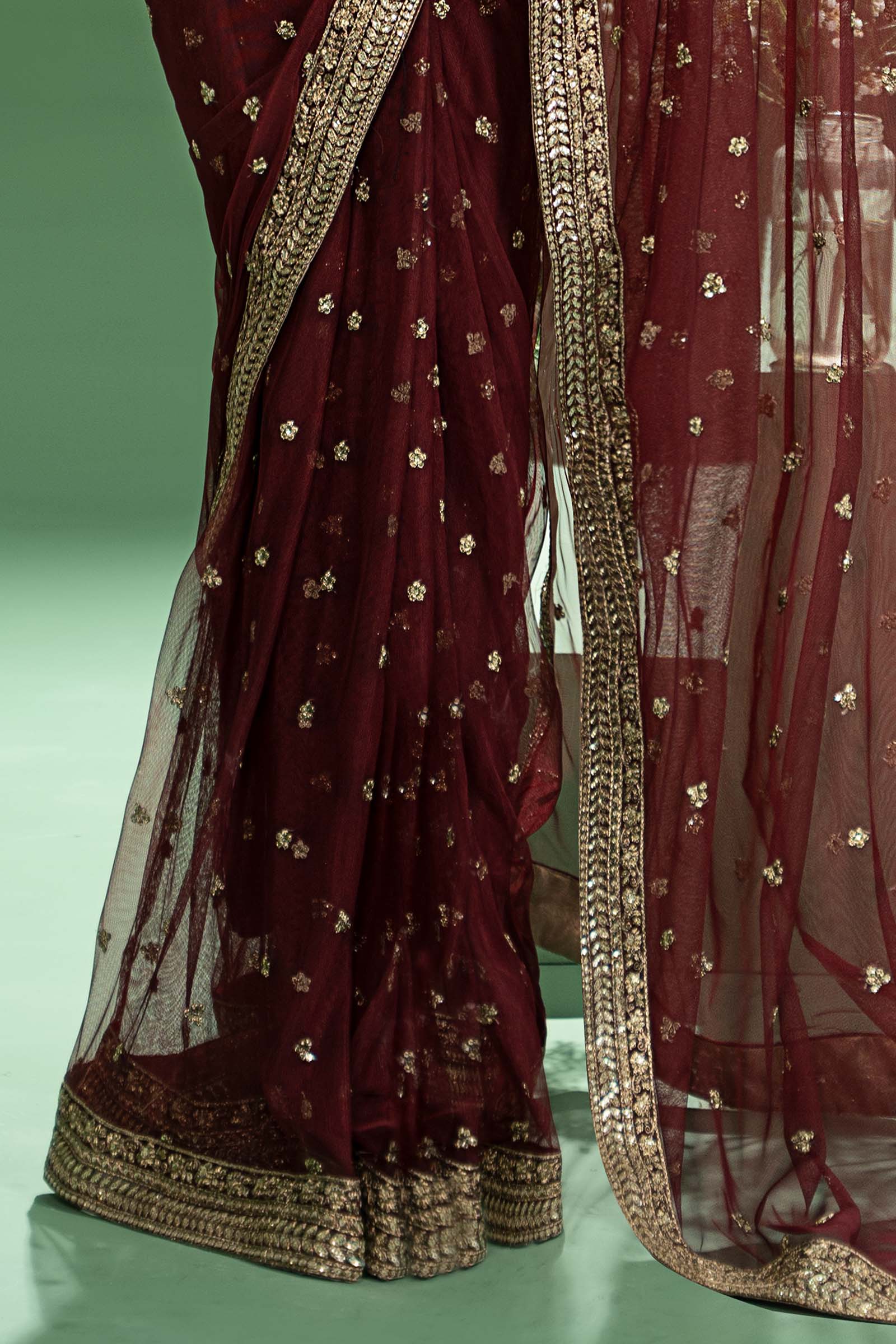 Embroidered Net Saree - Image 4