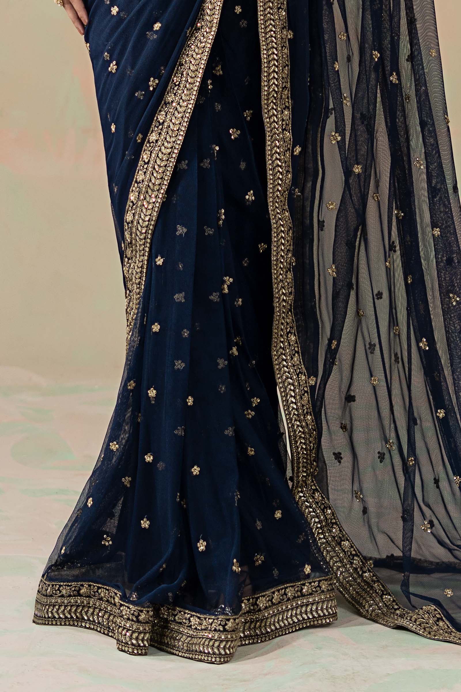 Embroidered Net Saree - Image 6
