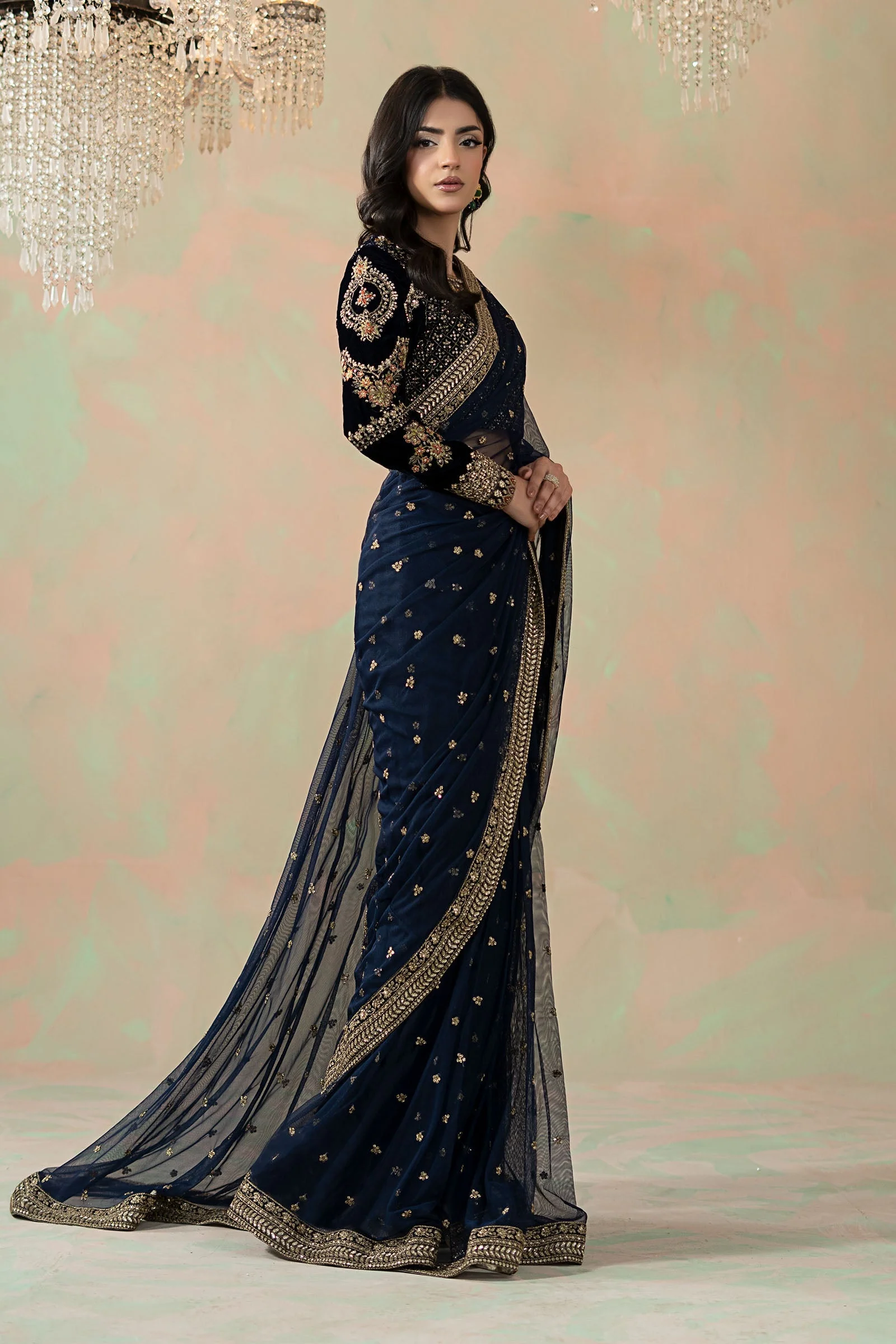 Embroidered Net Saree - Image 7