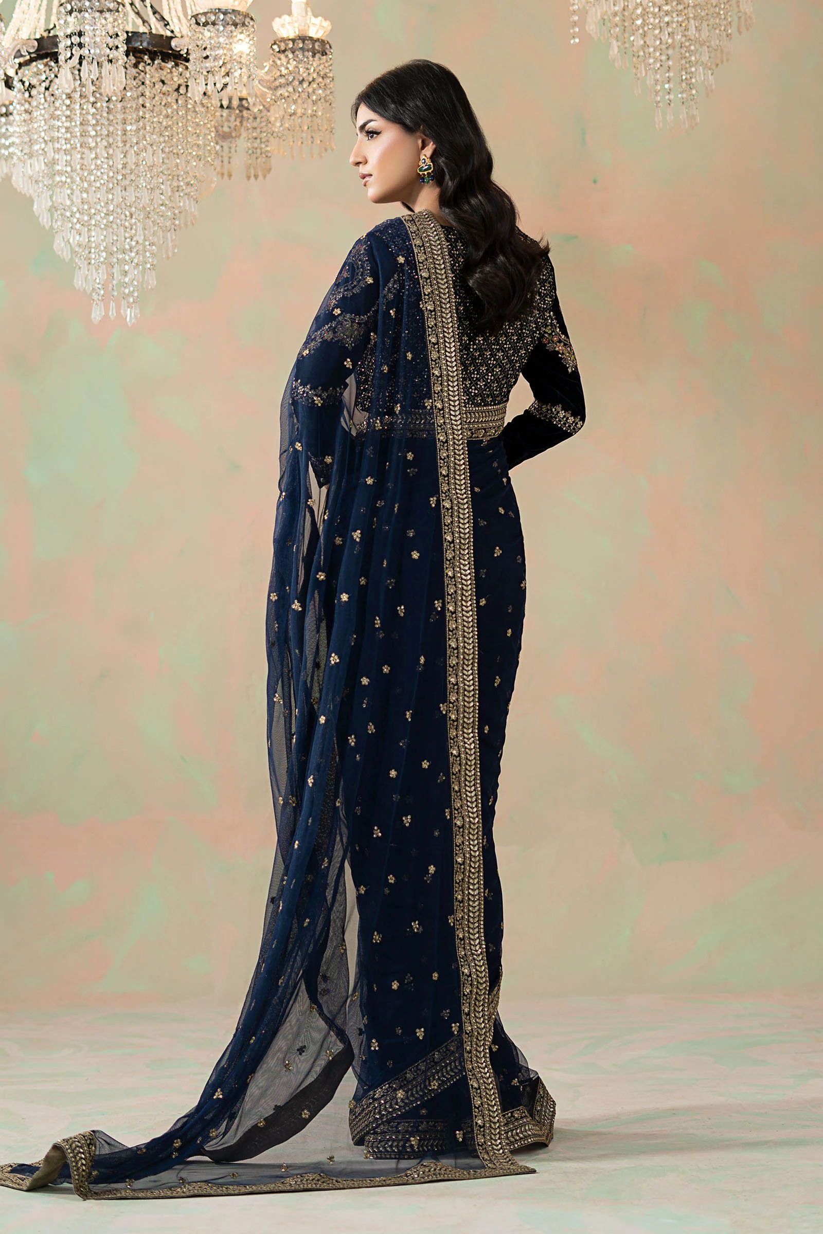 Embroidered Net Saree - Image 8