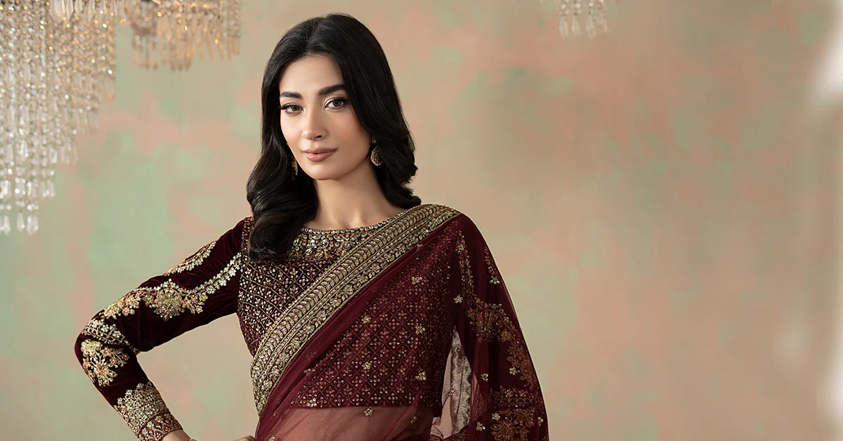 Embroidered Net Saree - Image 10