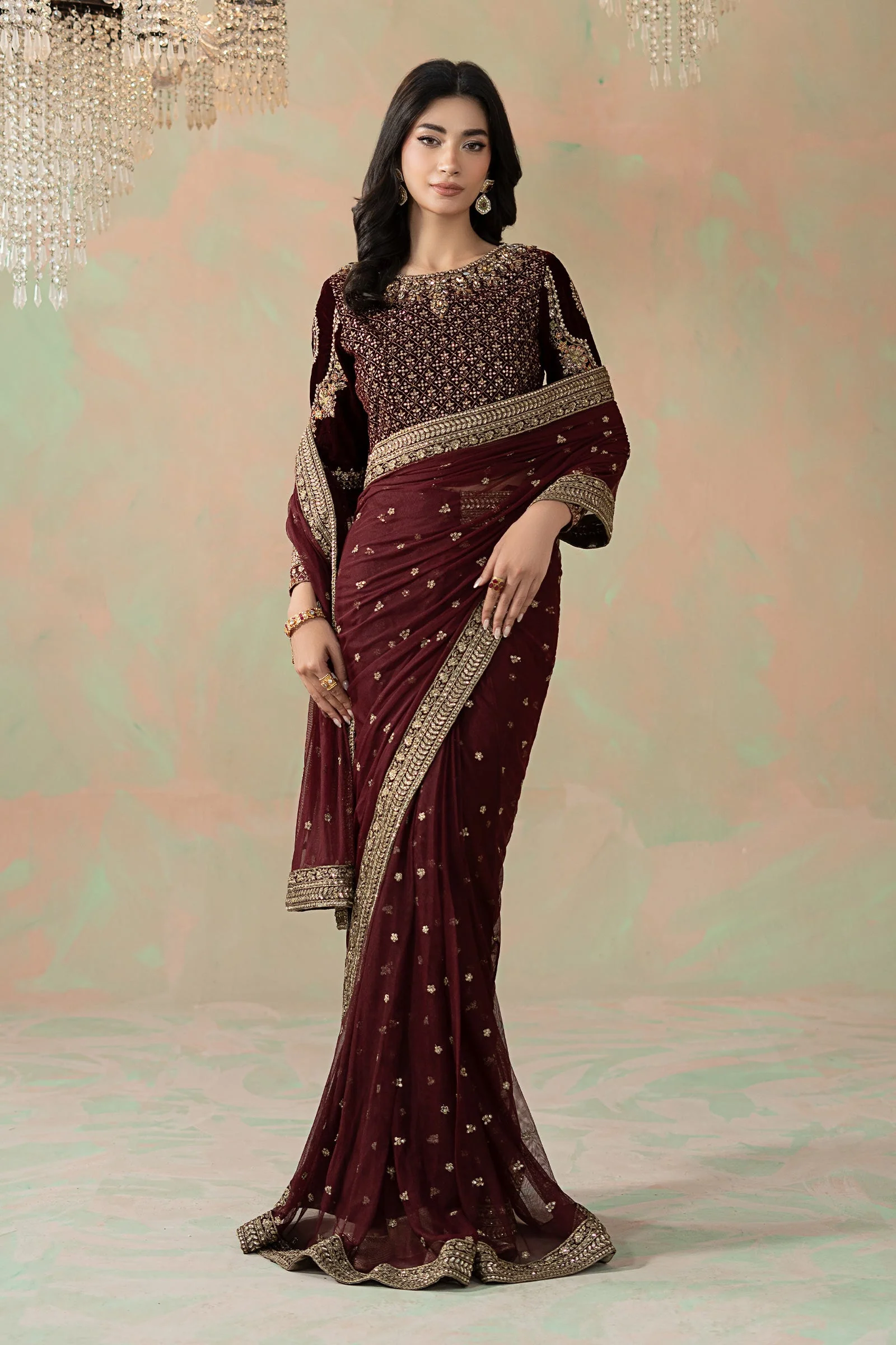 Embroidered Net Saree - Image 3