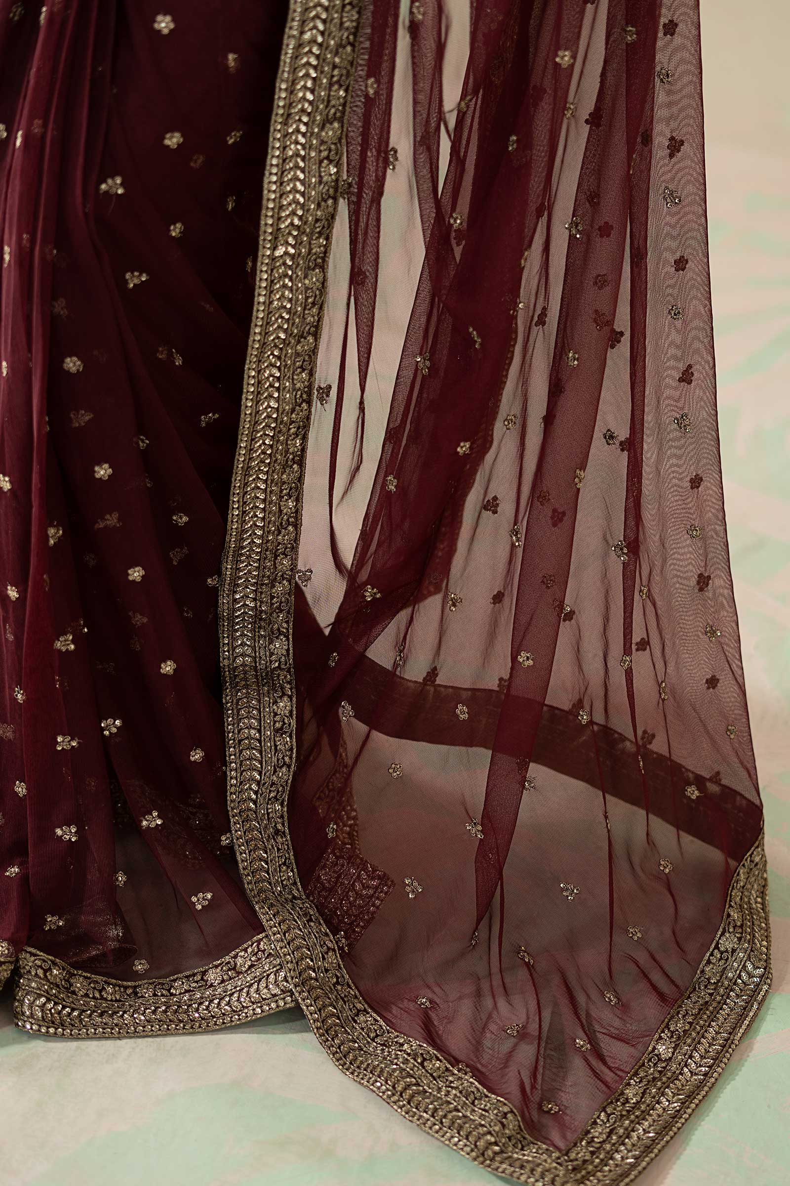 Embroidered Net Saree - Image 7