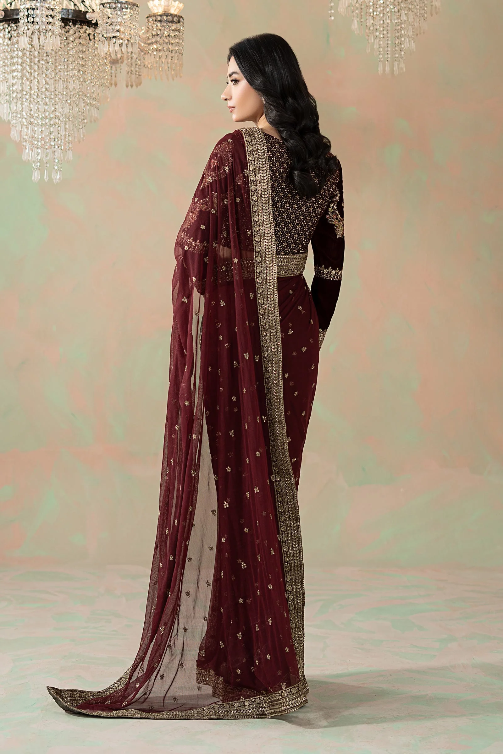 Embroidered Net Saree - Image 9