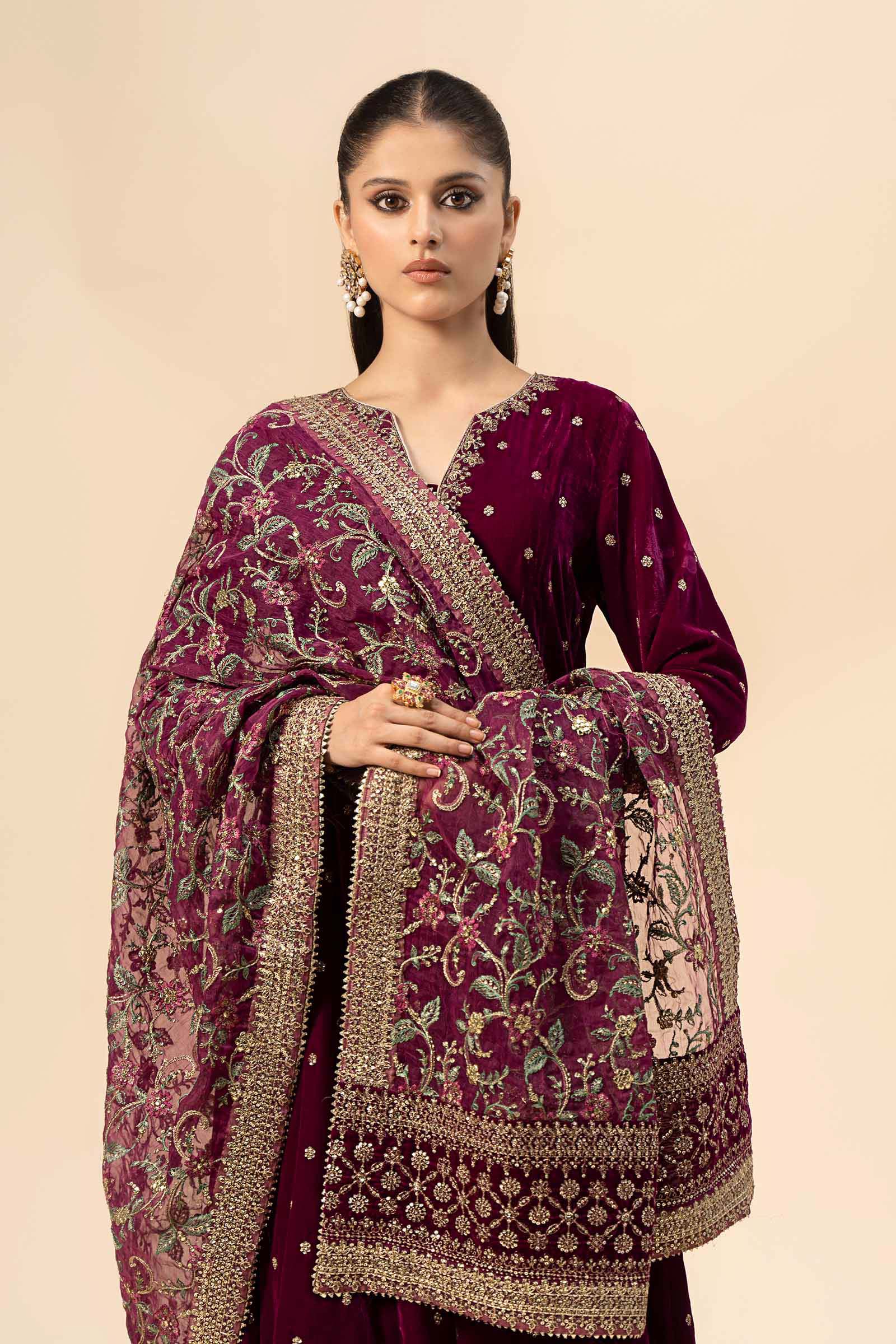 3 Piece Embroidered Velvet Suit - Image 5