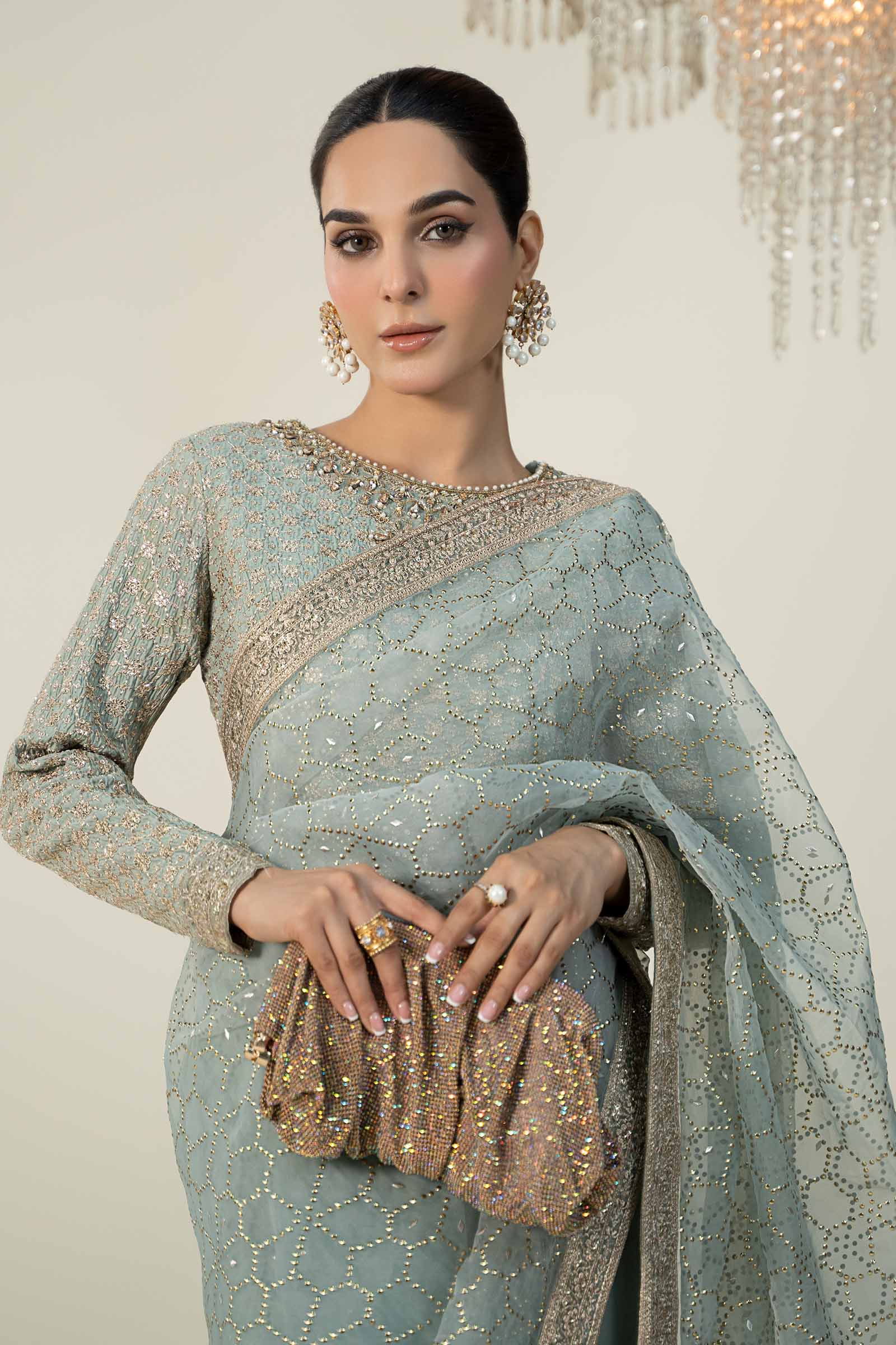 Embroidered Raw Silk Saree - Image 2