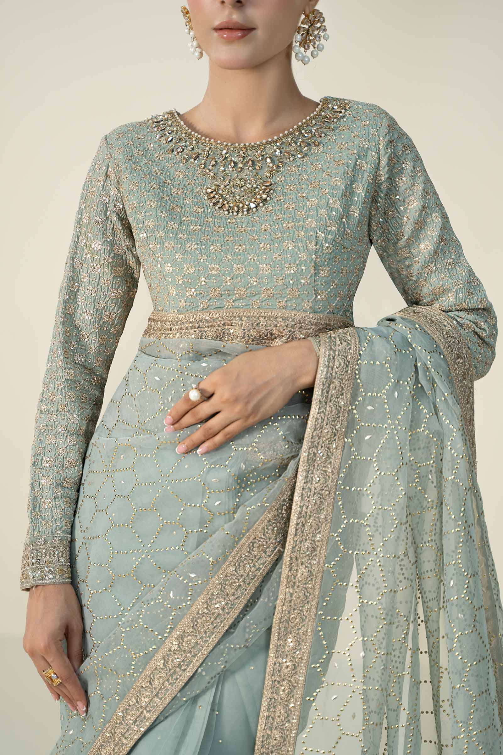 Embroidered Raw Silk Saree - Image 4