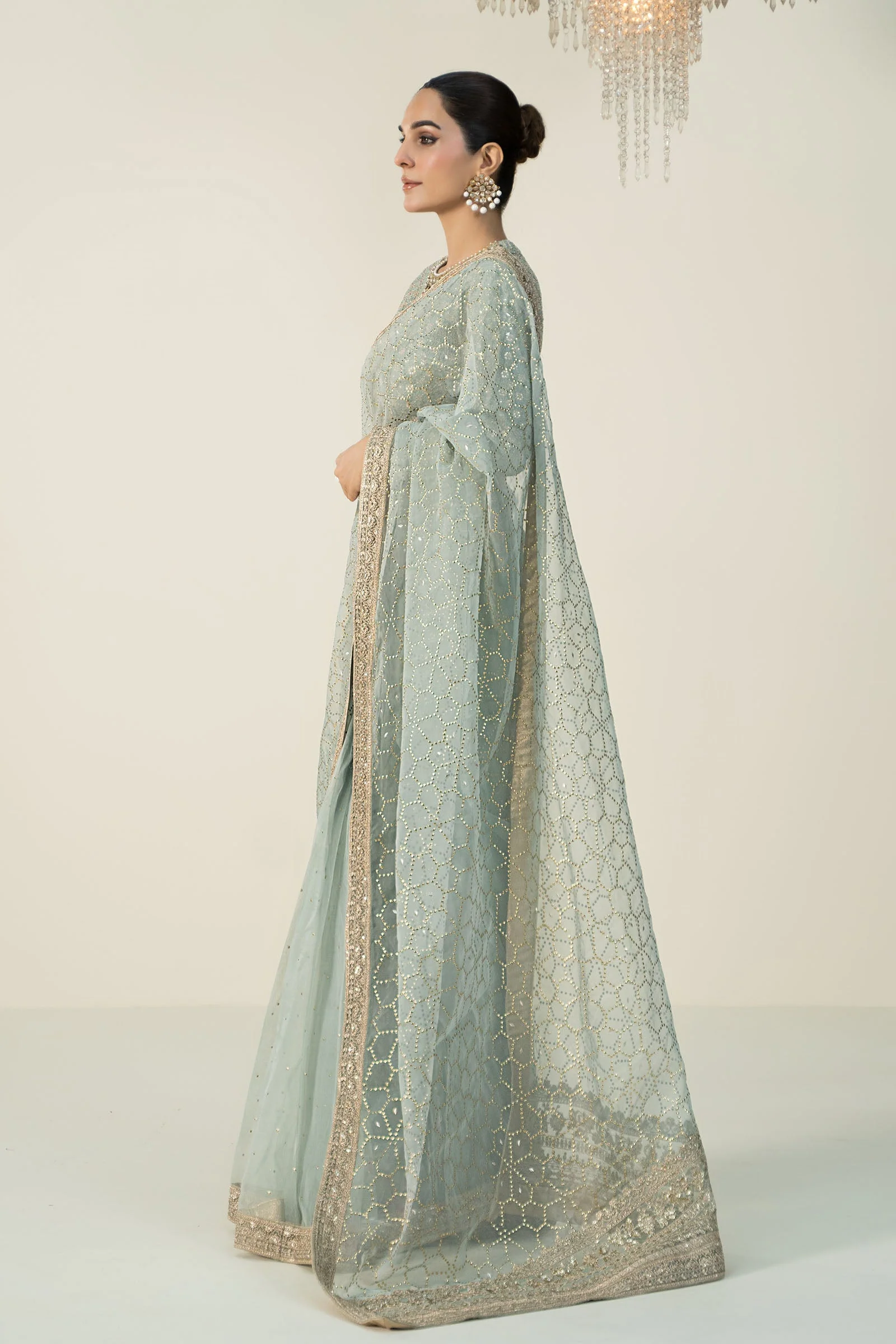 Embroidered Raw Silk Saree - Image 5