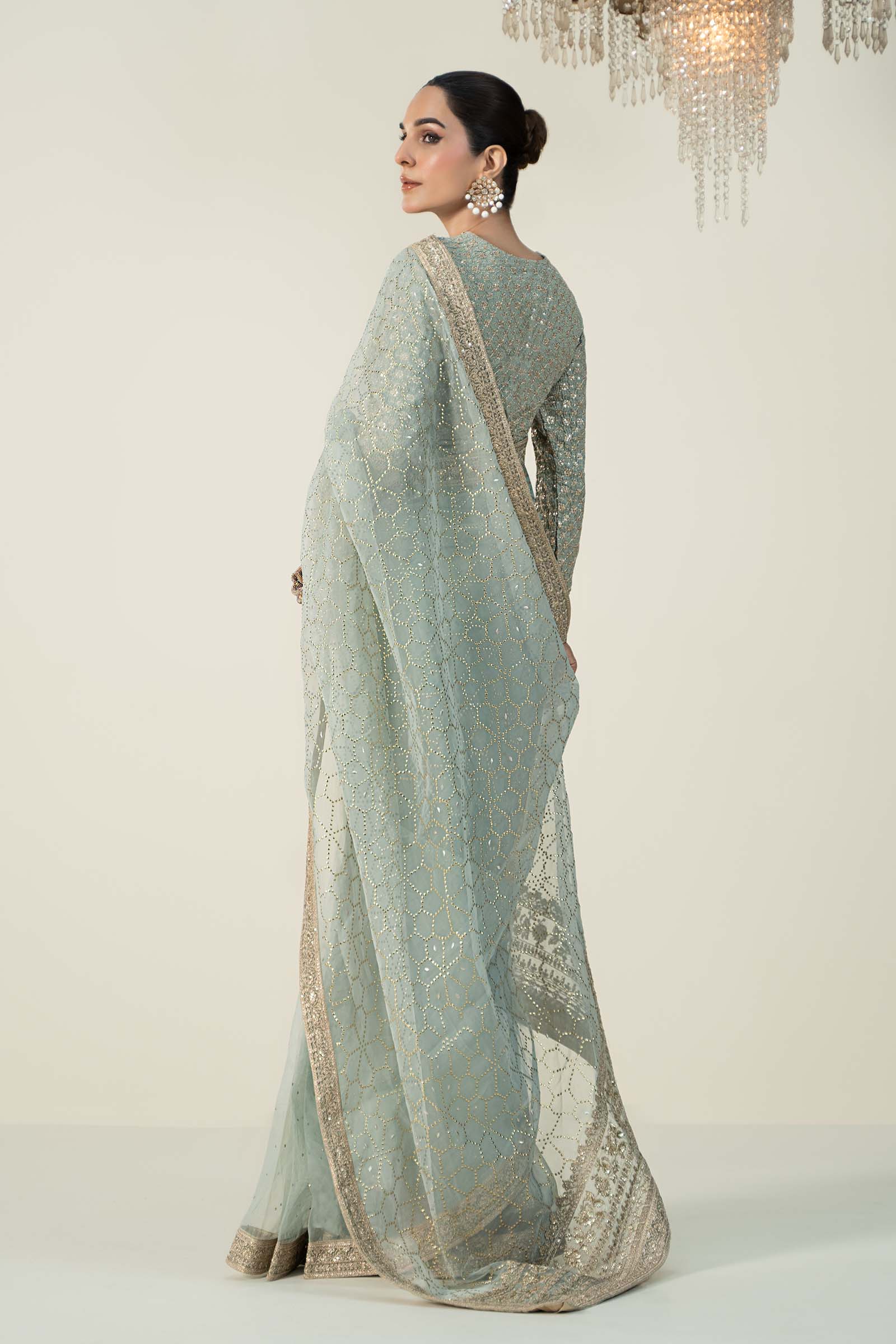 Embroidered Raw Silk Saree - Image 6