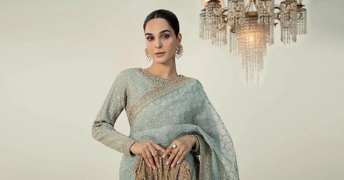 Embroidered Raw Silk Saree - Image 7