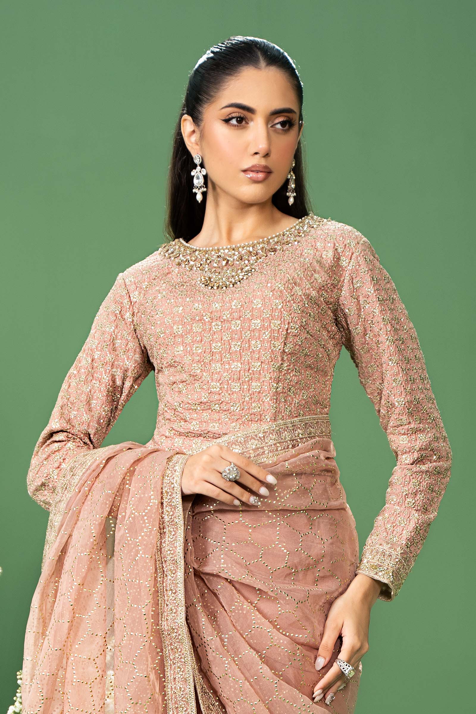 3 Piece Embroidered Raw Silk Suit - Image 3