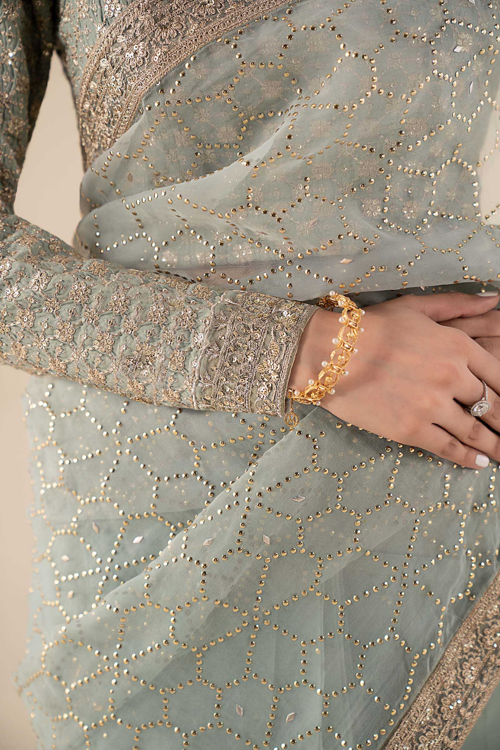 3 Piece Embroidered Raw Silk Suit - Image 5
