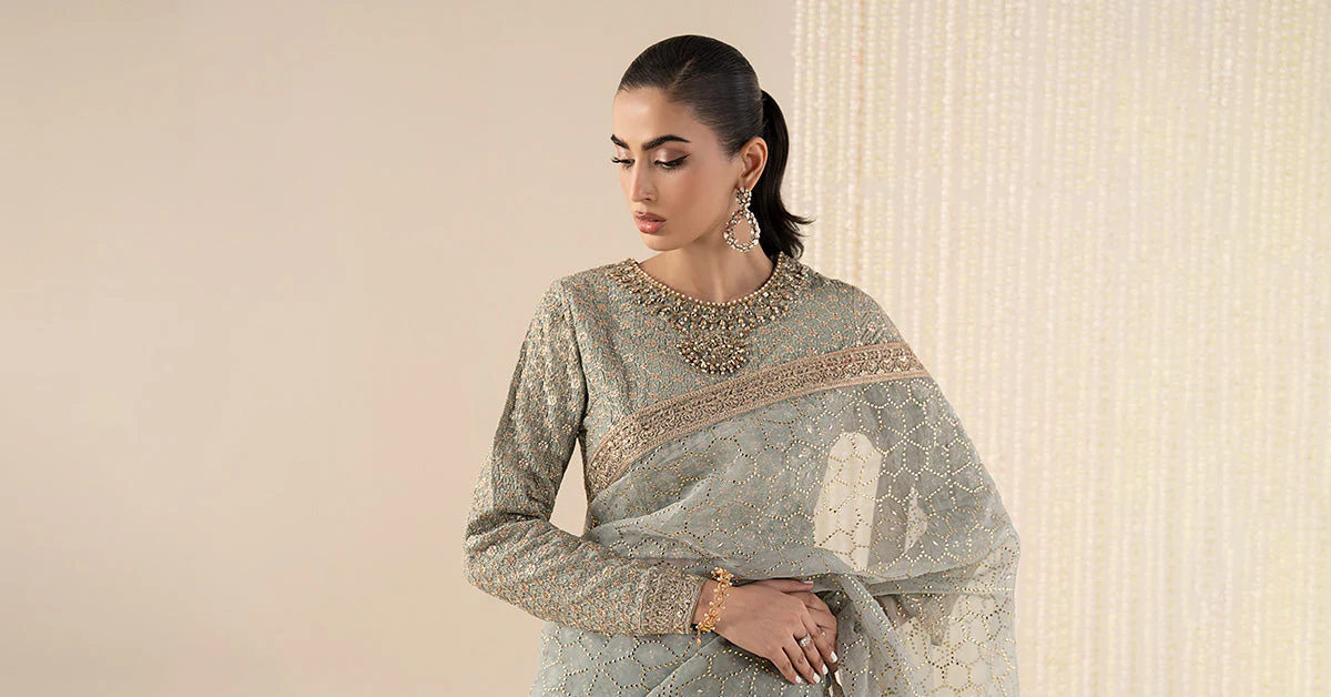 3 Piece Embroidered Raw Silk Suit - Image 8