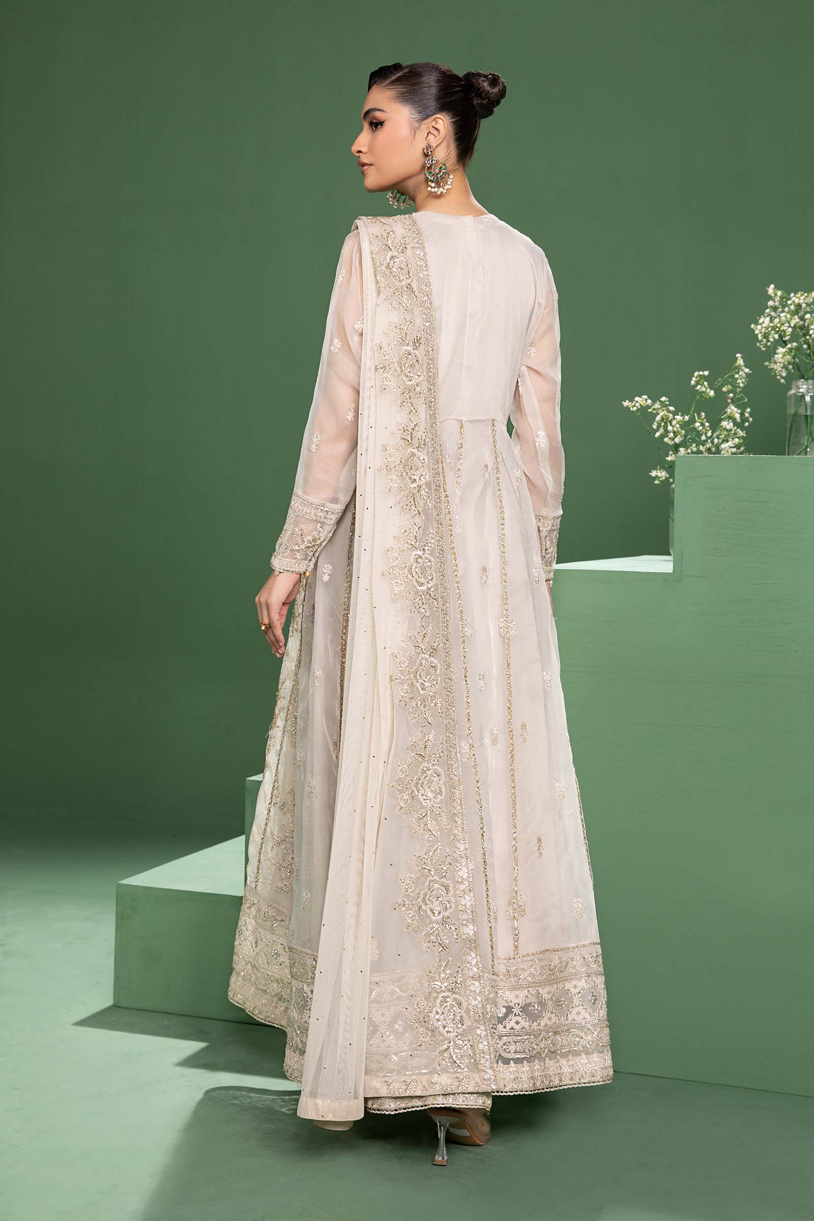 3 Piece Embroidered Organza Suit - Image 5