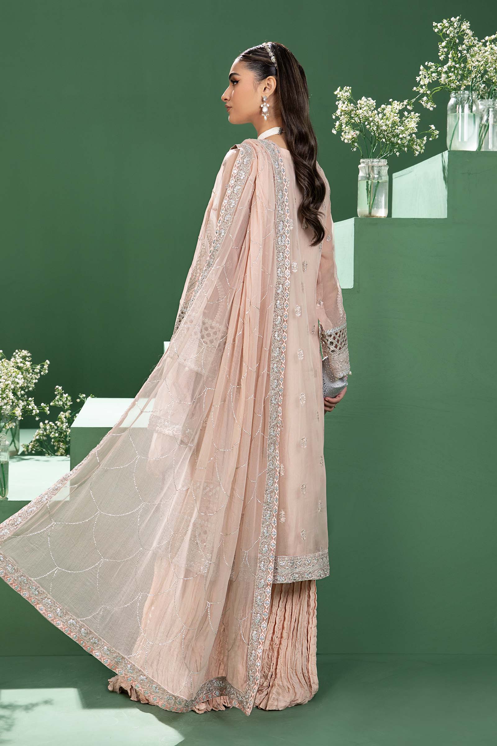 3 Piece Embroidered Organza Suit - Image 4
