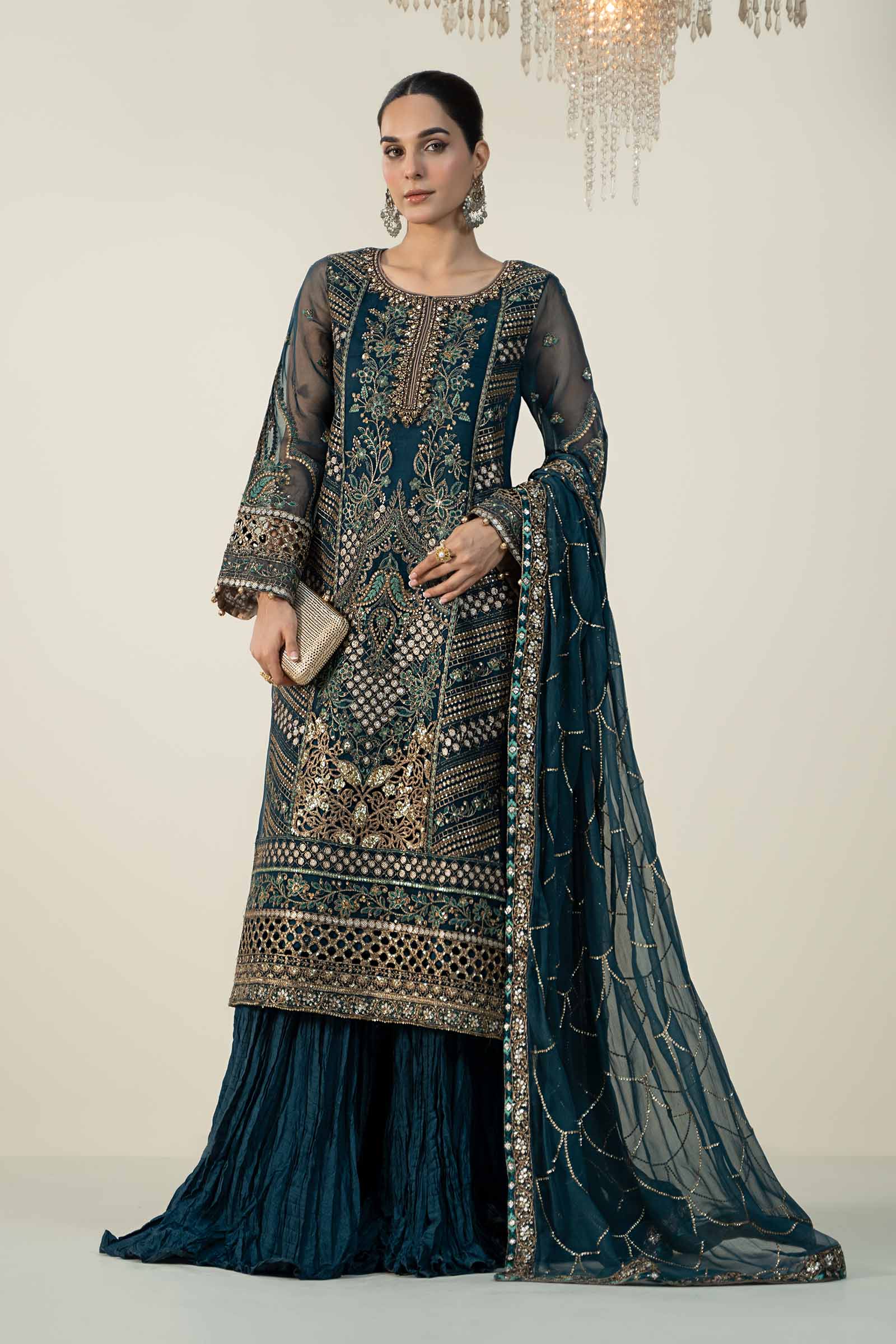 3 Piece Embroidered Organza Suit
