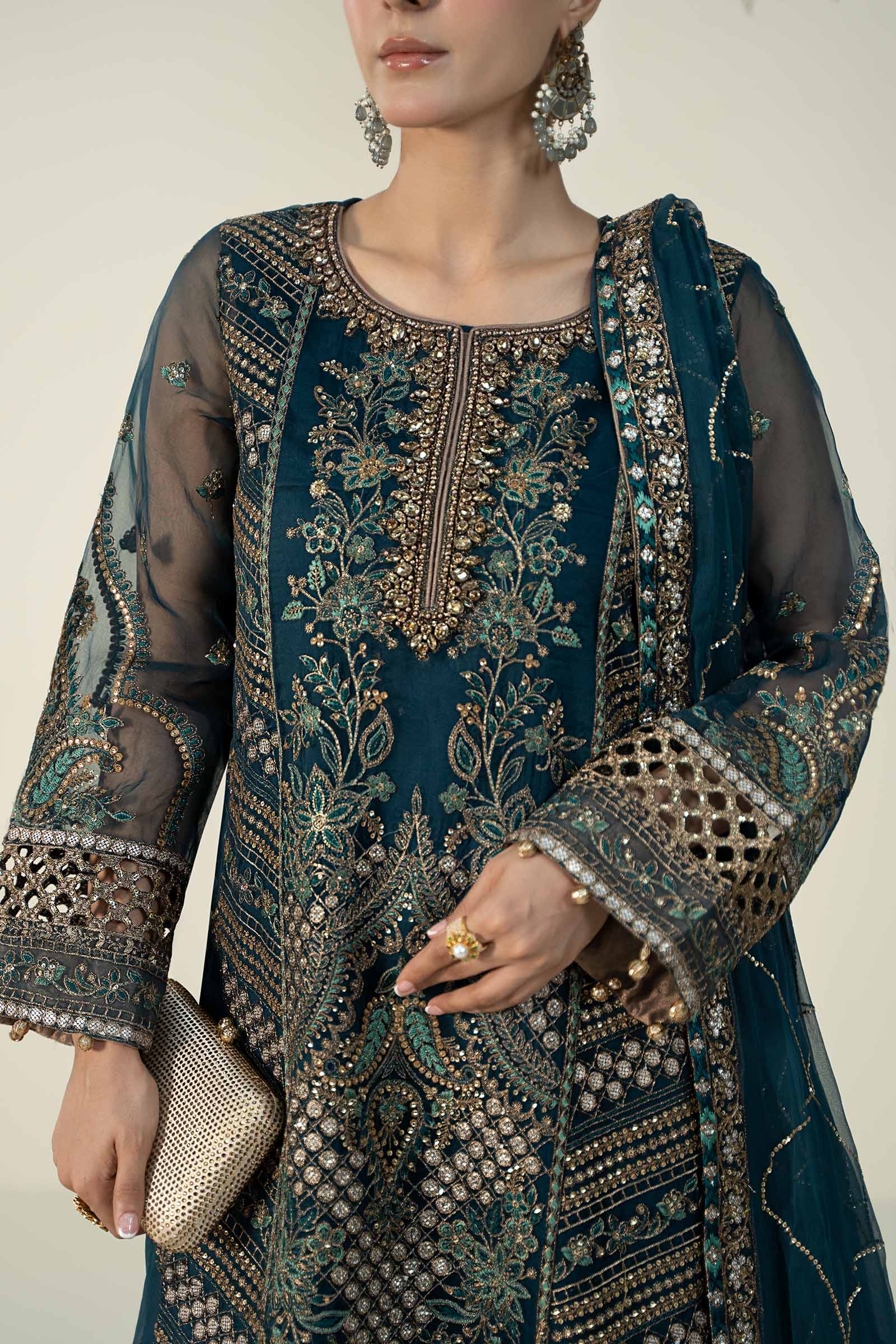 3 Piece Embroidered Organza Suit - Image 4