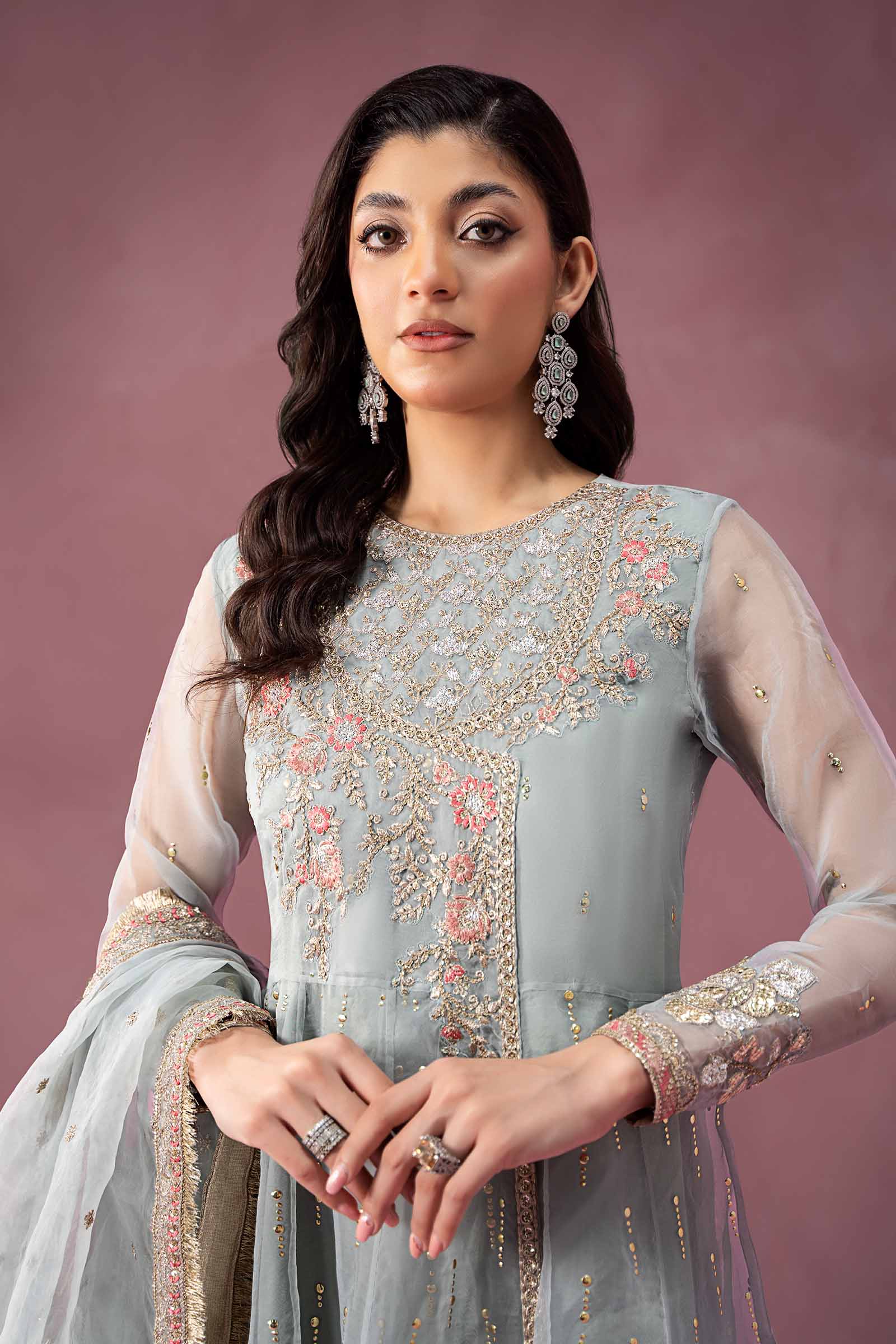 3 Piece Embroidered Organza Suit - Image 2