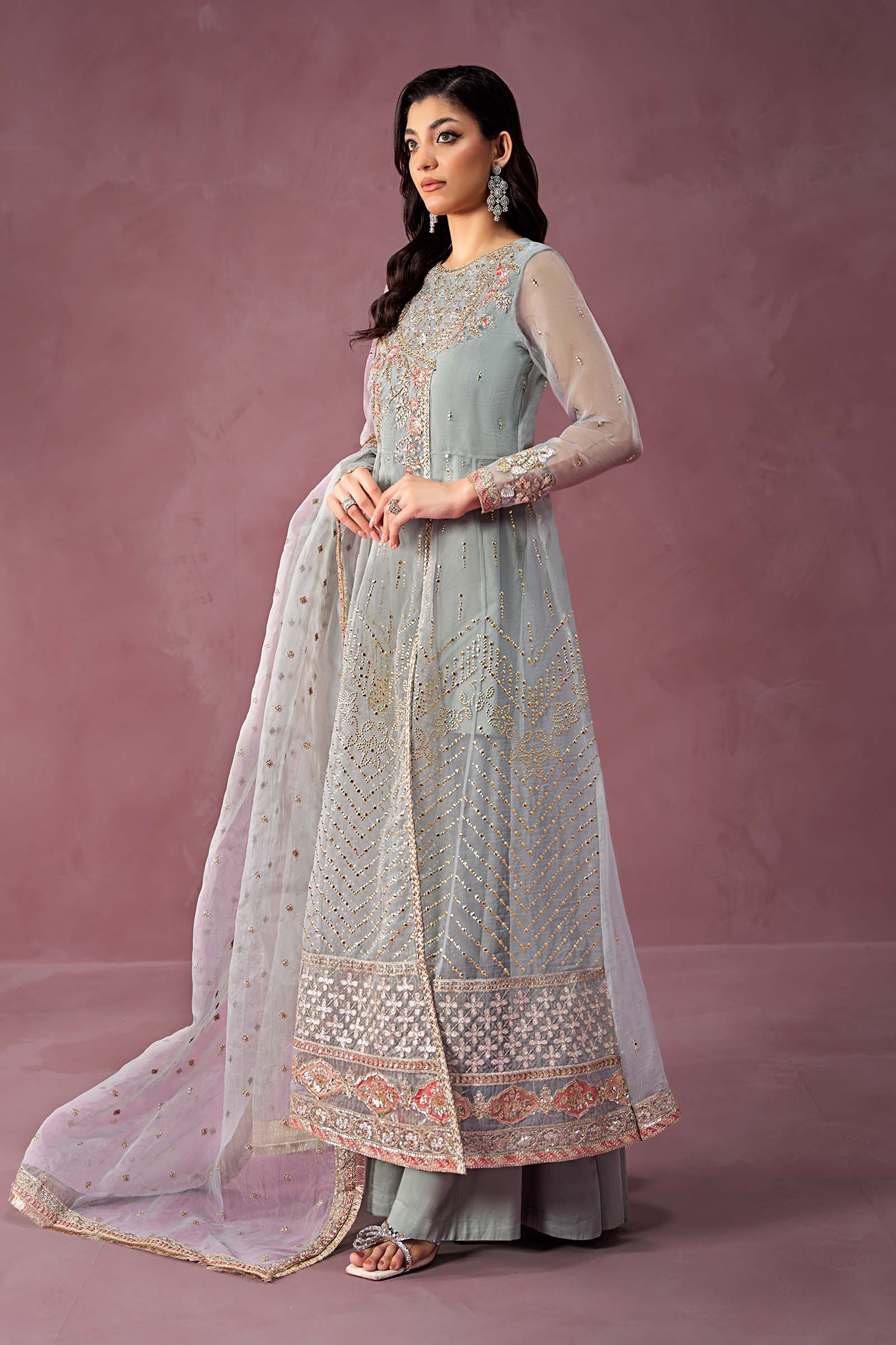 3 Piece Embroidered Organza Suit - Image 5
