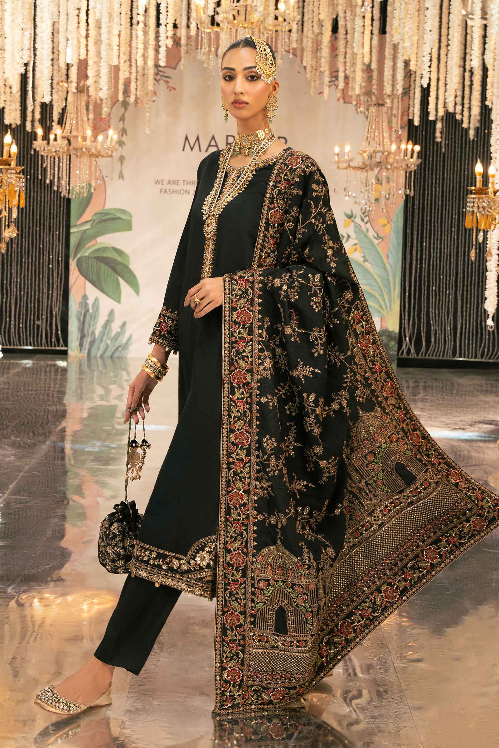 3 Piece Embroidered Raw Silk Suit - Image 3
