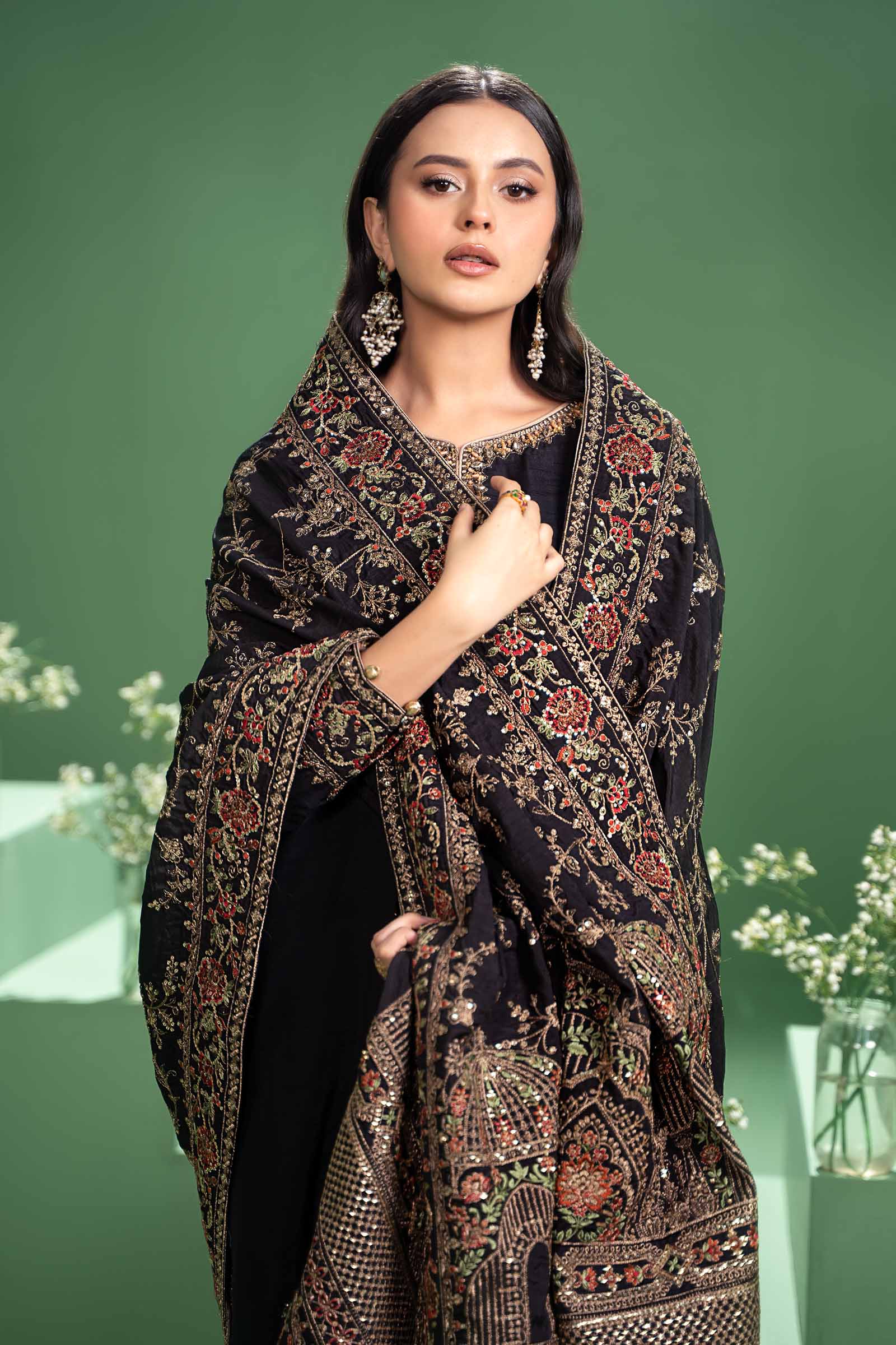 3 Piece Embroidered Raw Silk Suit - Image 7