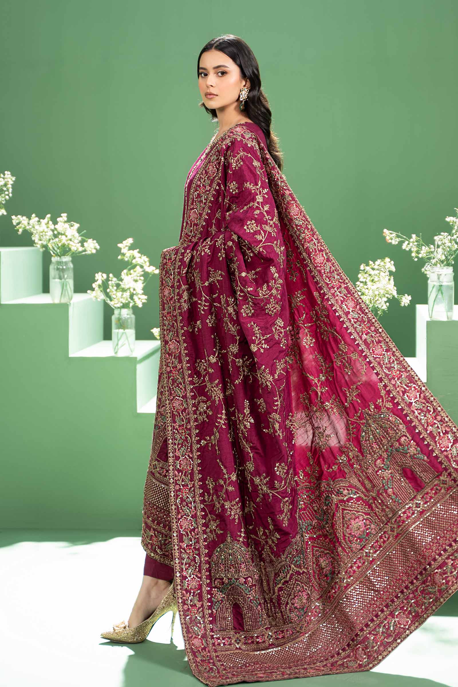 3 Piece Embroidered Raw Silk Suit - Image 5