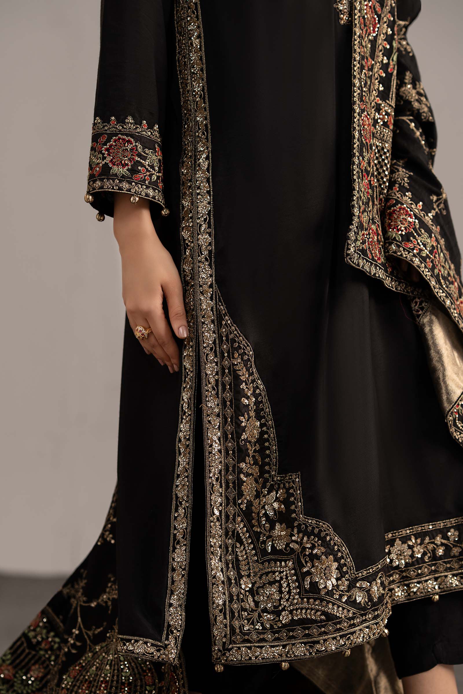 3 Piece Embroidered Raw Silk Suit - Image 4