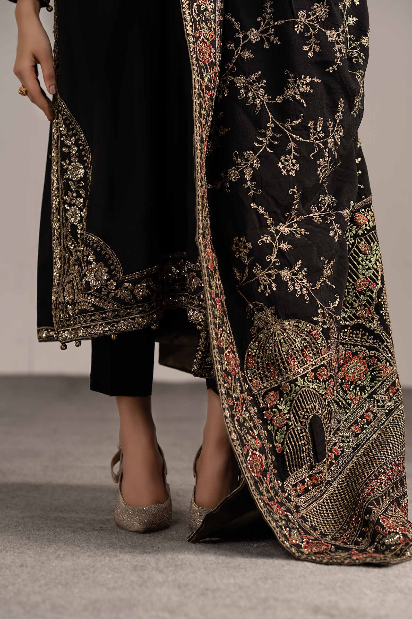 3 Piece Embroidered Raw Silk Suit - Image 5