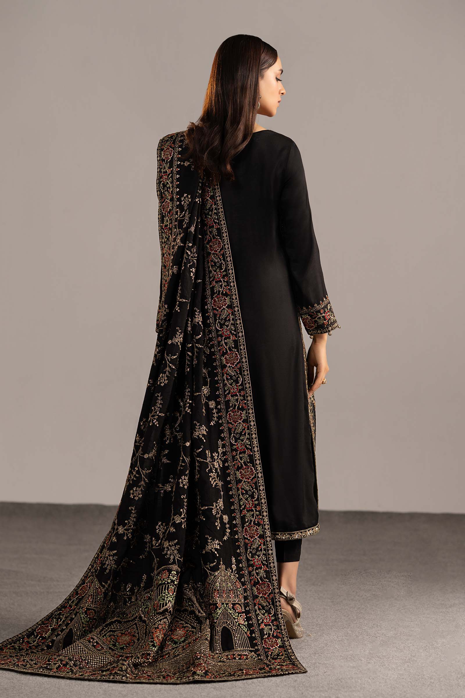 3 Piece Embroidered Raw Silk Suit - Image 7