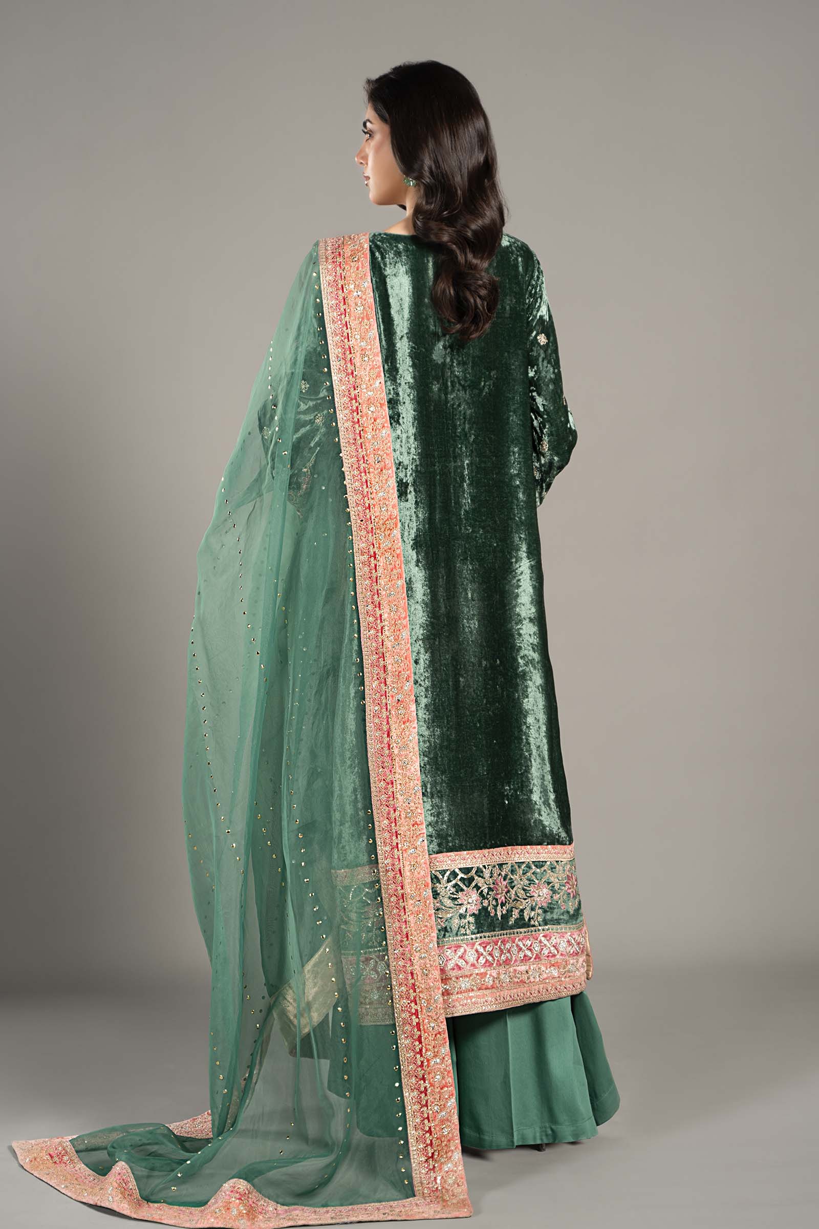 3 Piece Embroidered Velvet Suit - Image 5