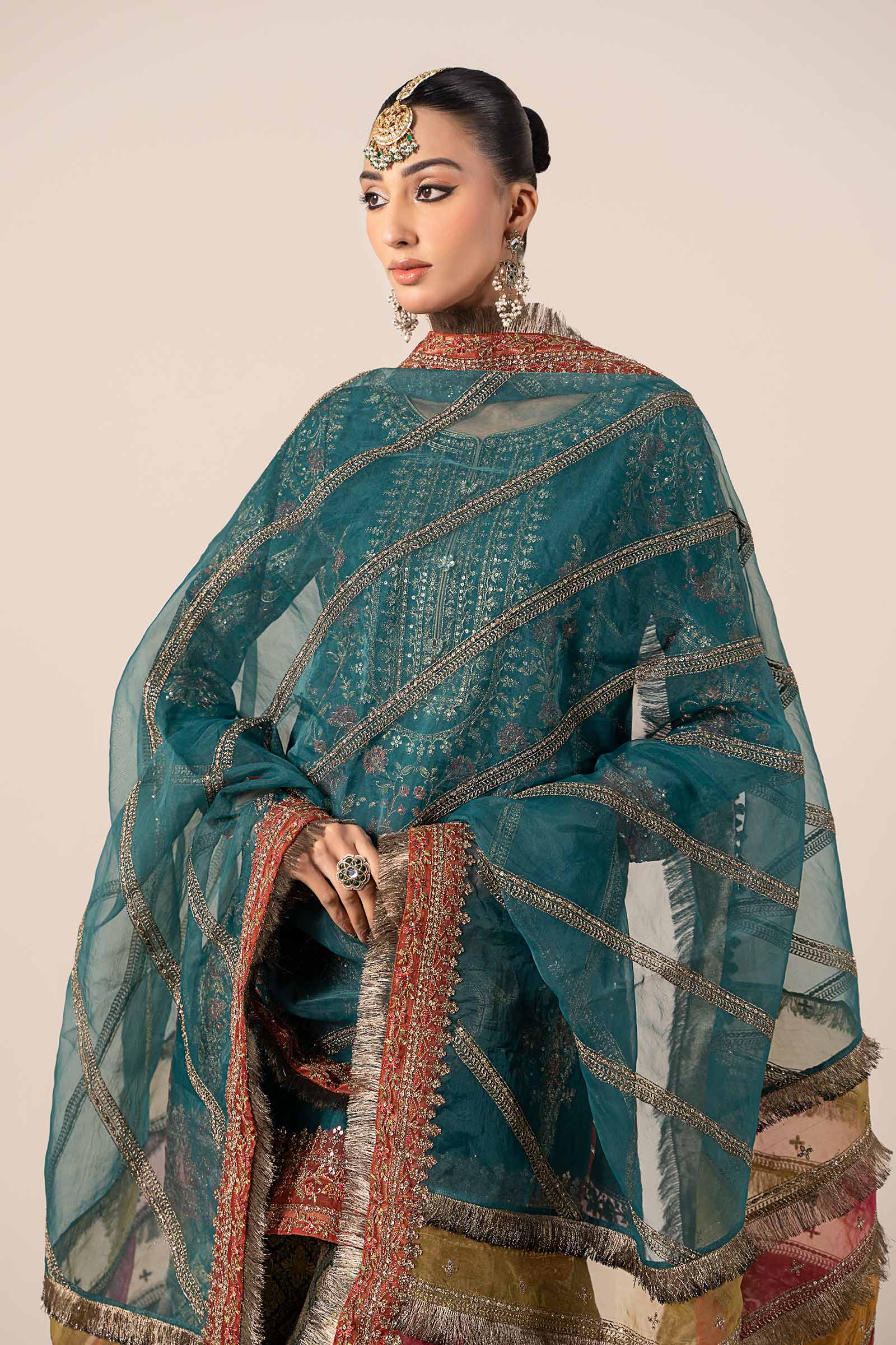 3 Piece Embroidered Raw Silk Suit - Image 2