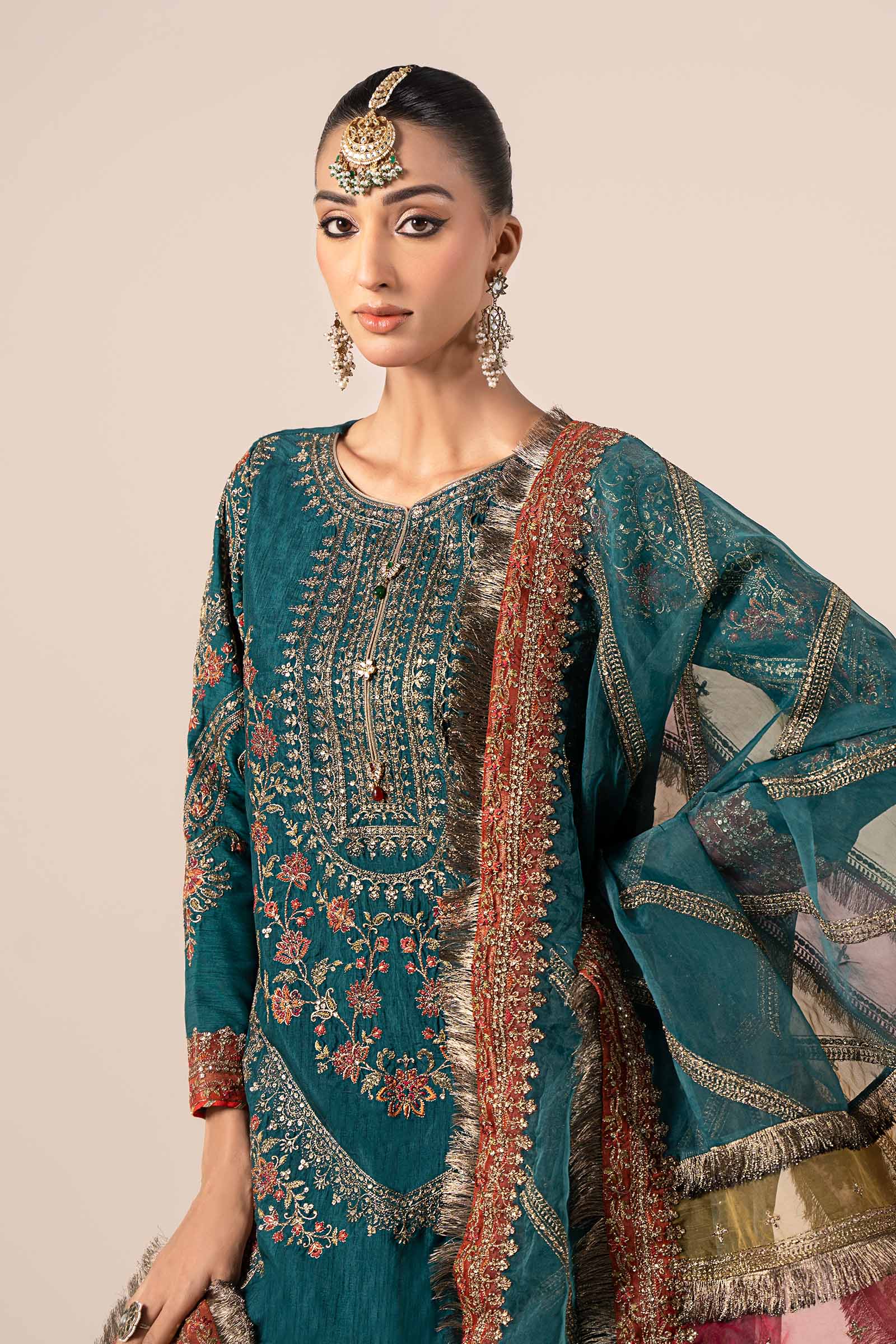 3 Piece Embroidered Raw Silk Suit - Image 3