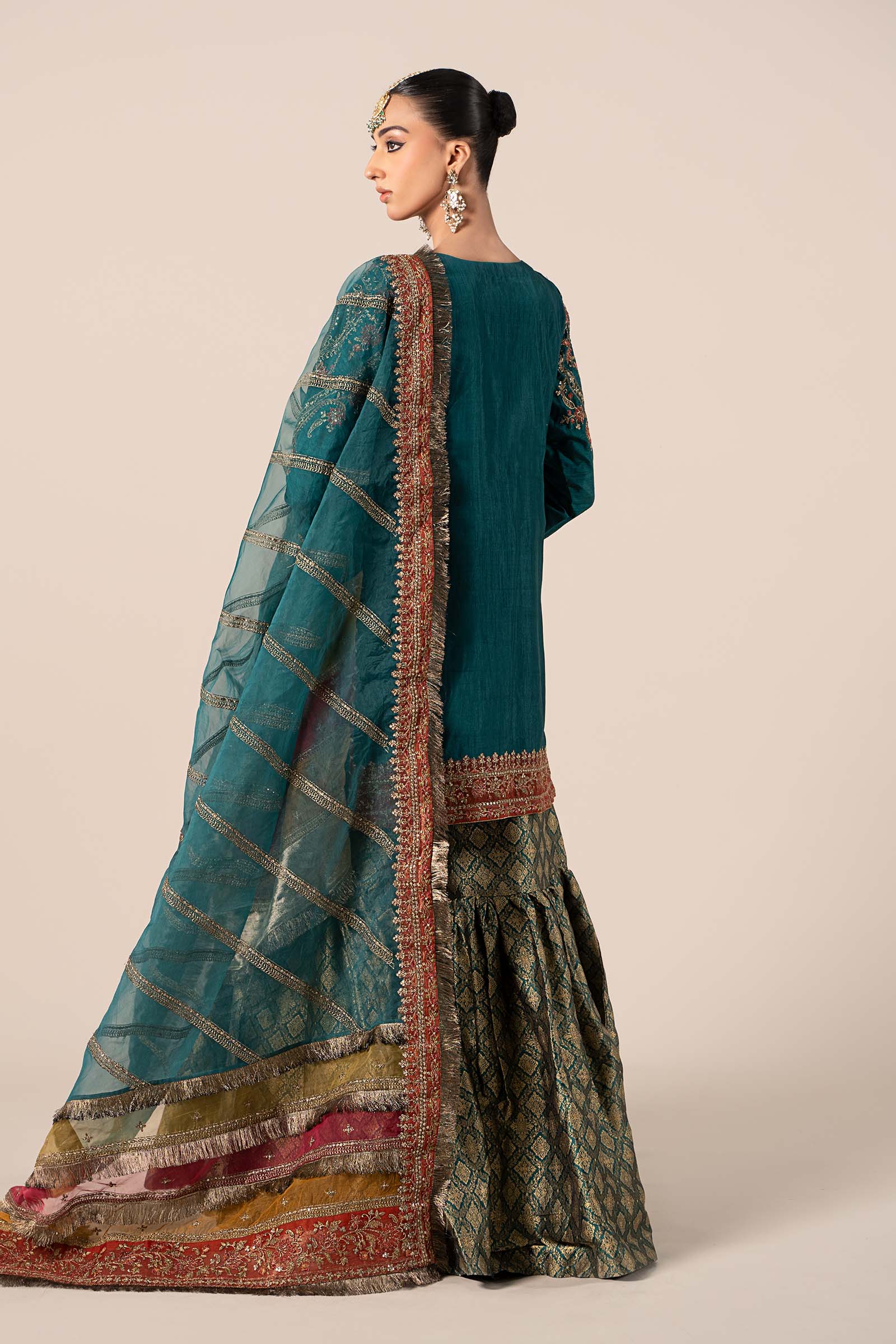3 Piece Embroidered Raw Silk Suit - Image 8