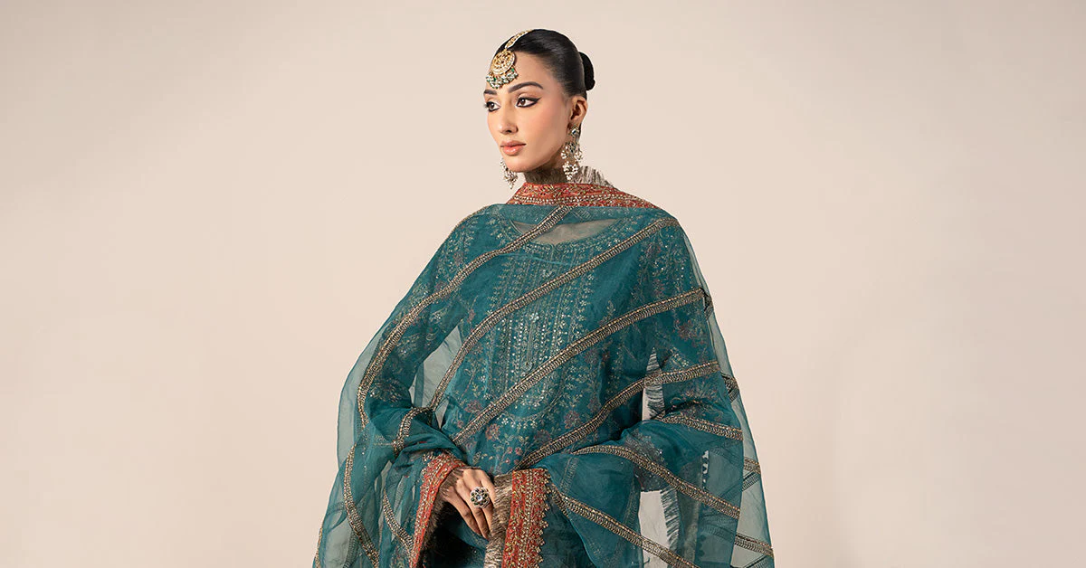 3 Piece Embroidered Raw Silk Suit - Image 9