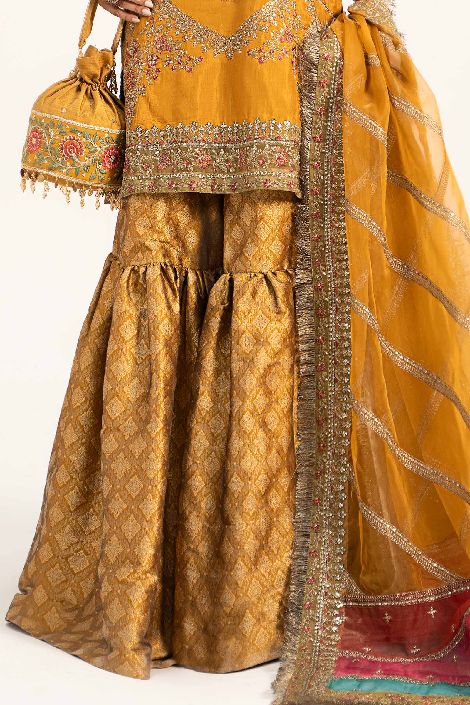 3 Piece Embroidered Raw Silk Suit - Image 4