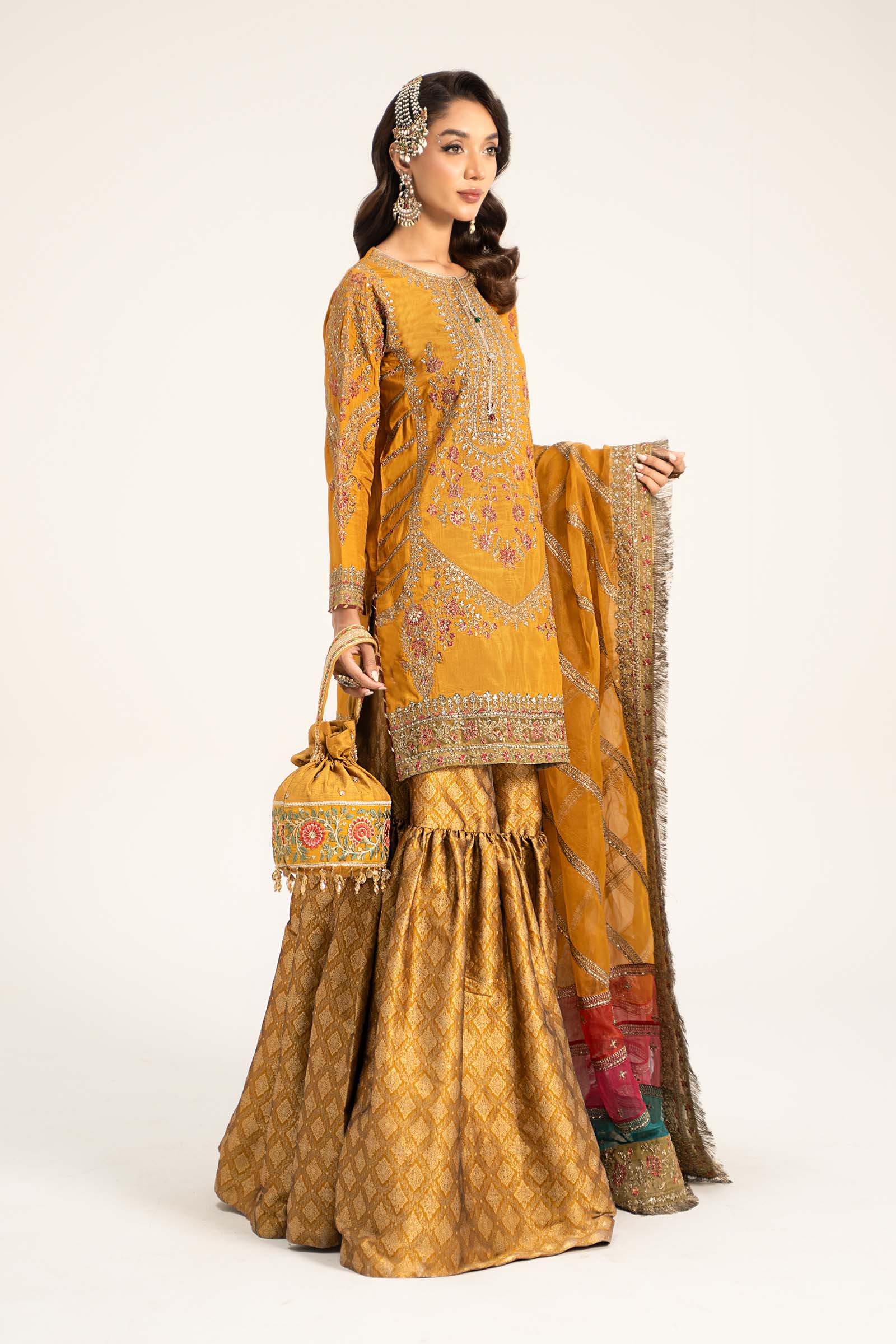 3 Piece Embroidered Raw Silk Suit - Image 5