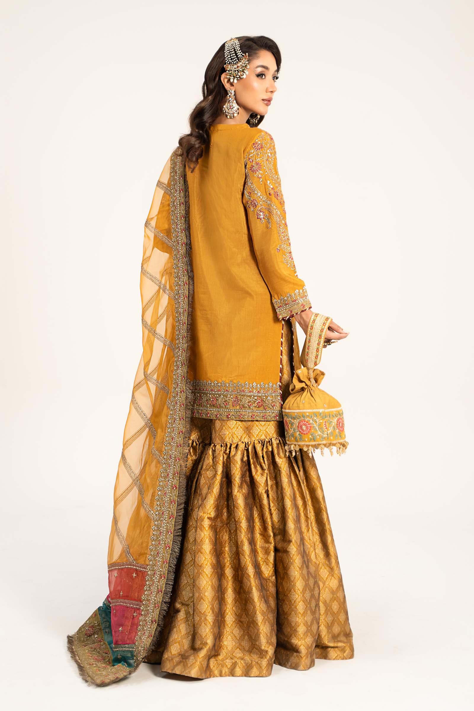 3 Piece Embroidered Raw Silk Suit - Image 6