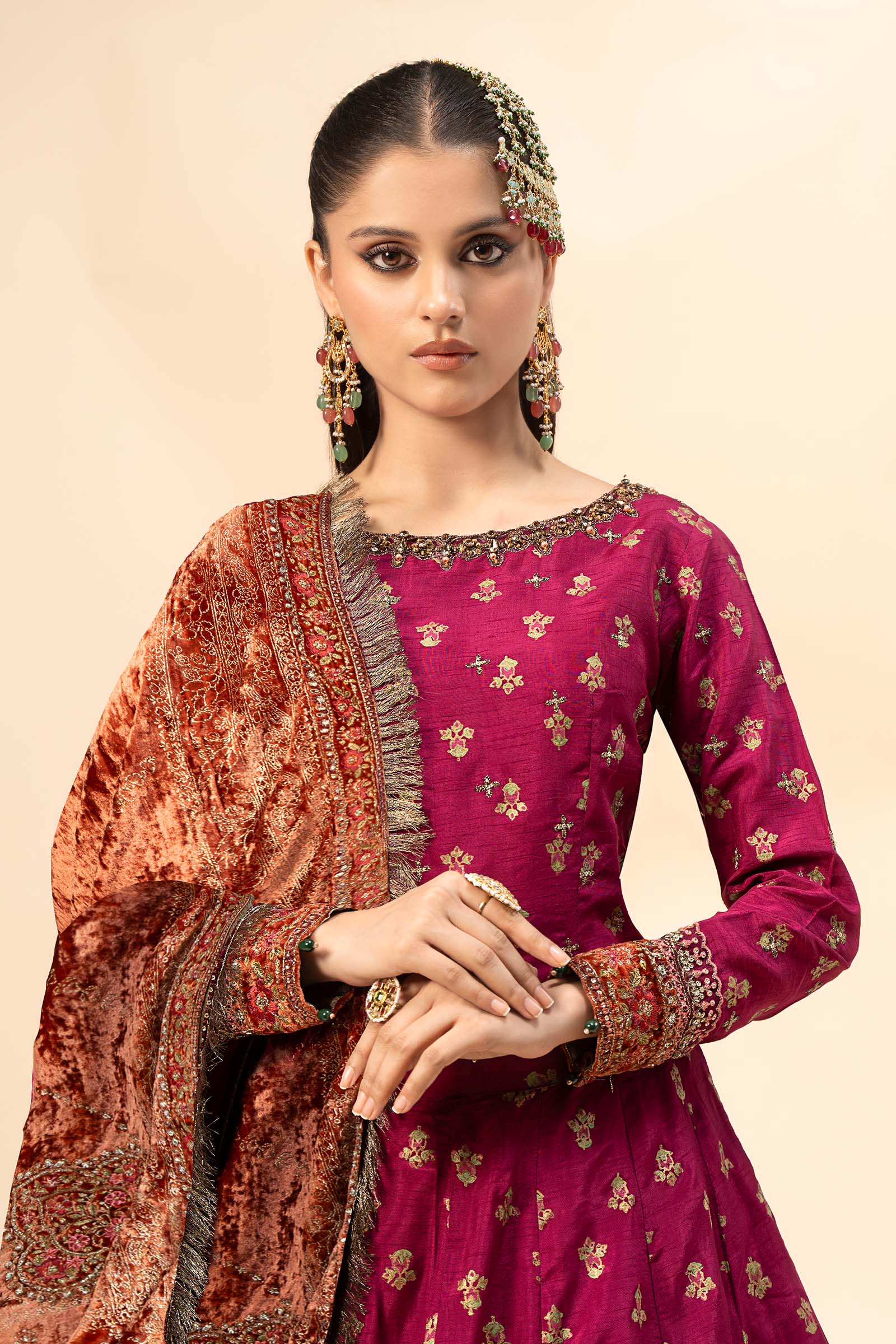 3 Piece Embroidered Raw Silk Suit - Image 2
