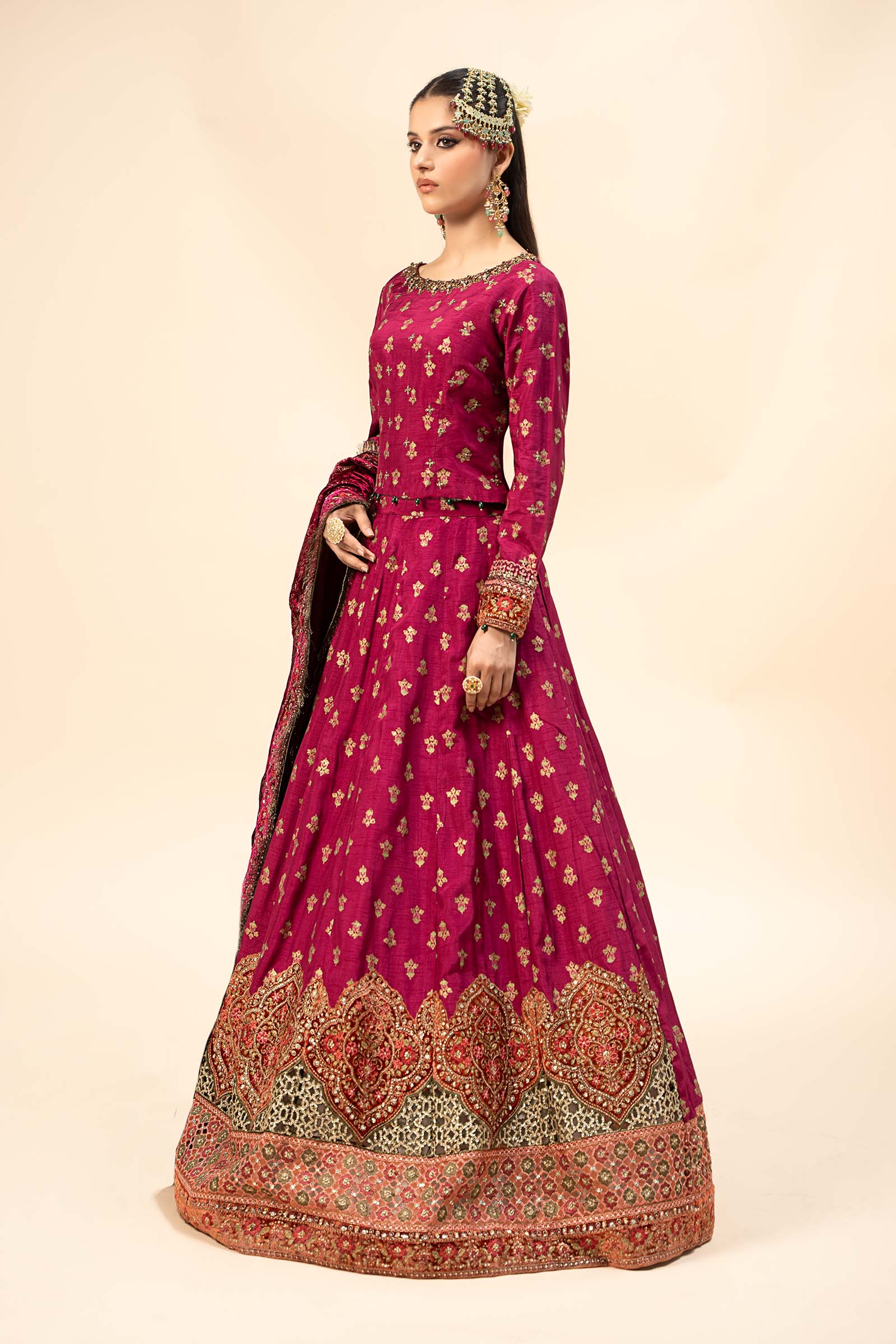 3 Piece Embroidered Raw Silk Suit - Image 3